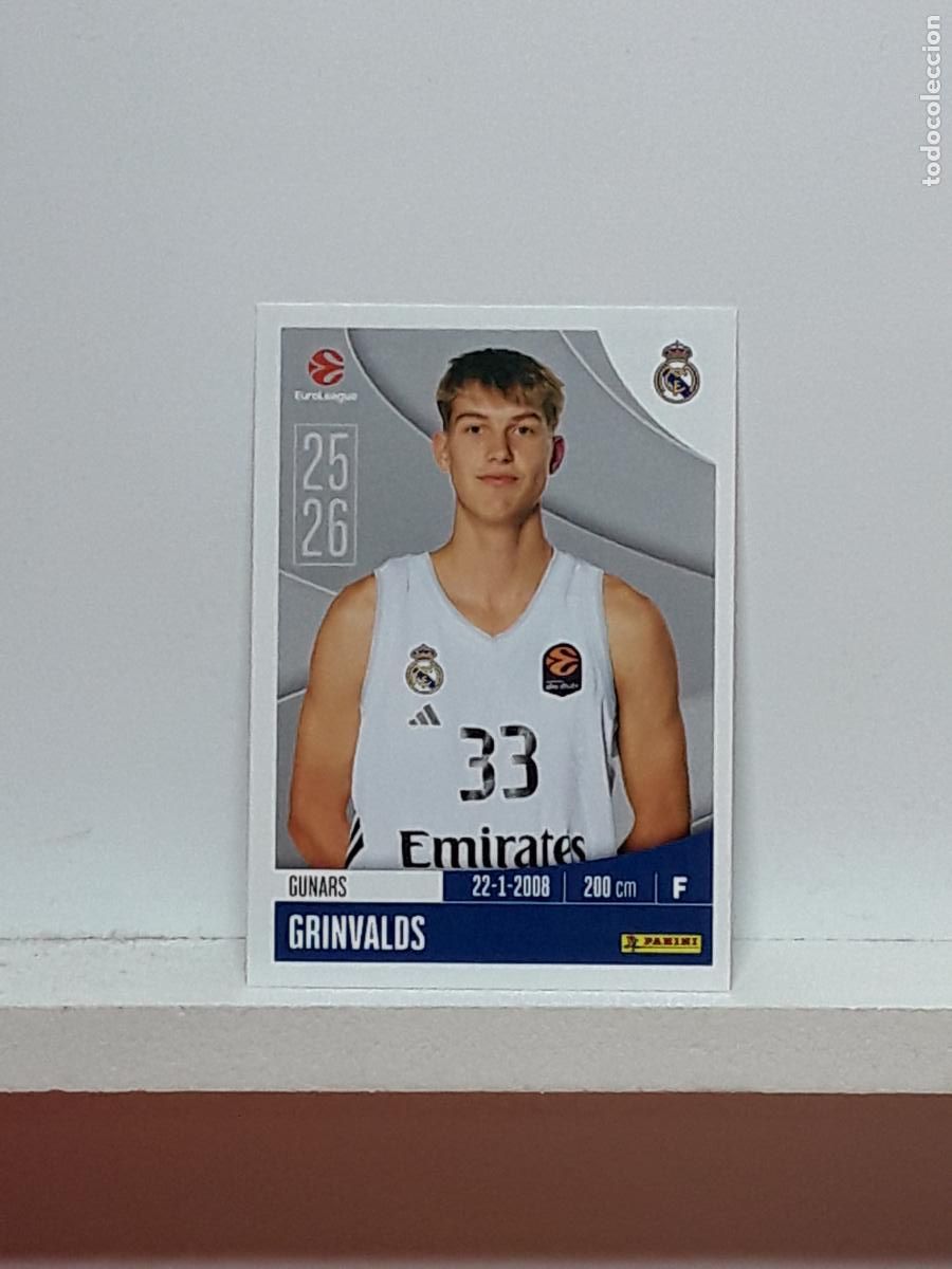 Coleccionismo deportivo: EUROLIGA 2025 2026 EUROLEAGUE 25 26 CROMO PANINI BALONCESTO N 329 REAL MADRID GUNARS GRINVALDS