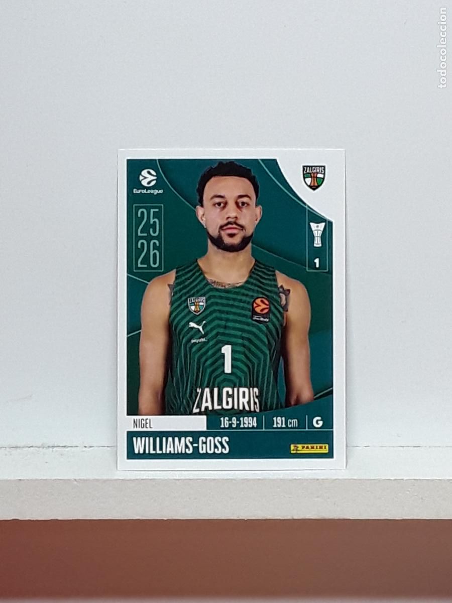 Coleccionismo deportivo: EUROLIGA 2025 2026 EUROLEAGUE 25 26 CROMO PANINI BALONCESTO N 369 ZALGIRIS NIGEL WILLIAMS-GOSS