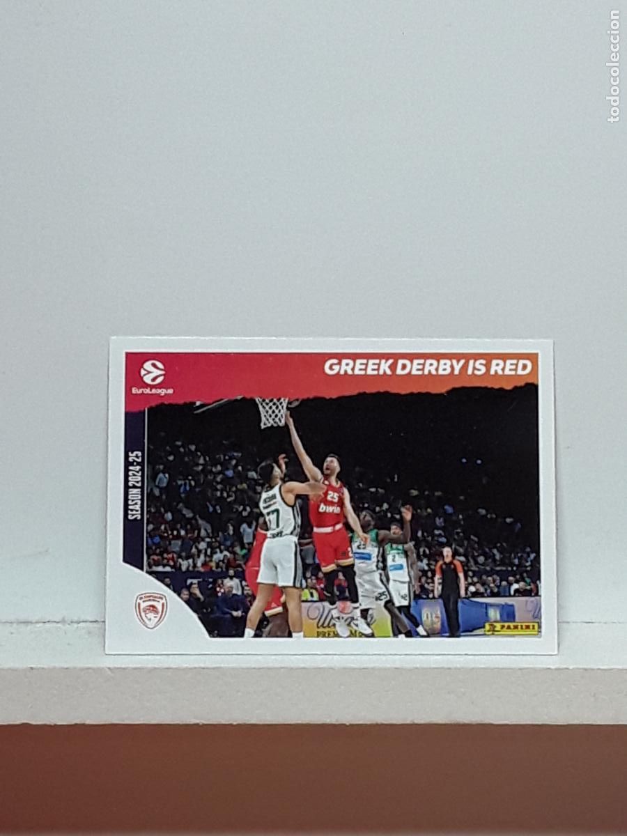 Coleccionismo deportivo: EUROLIGA 2025 2026 EUROLEAGUE 25 26 CROMO PANINI BALONCESTO N 430 OLYMPIACOS GREEK DERBY IS RED