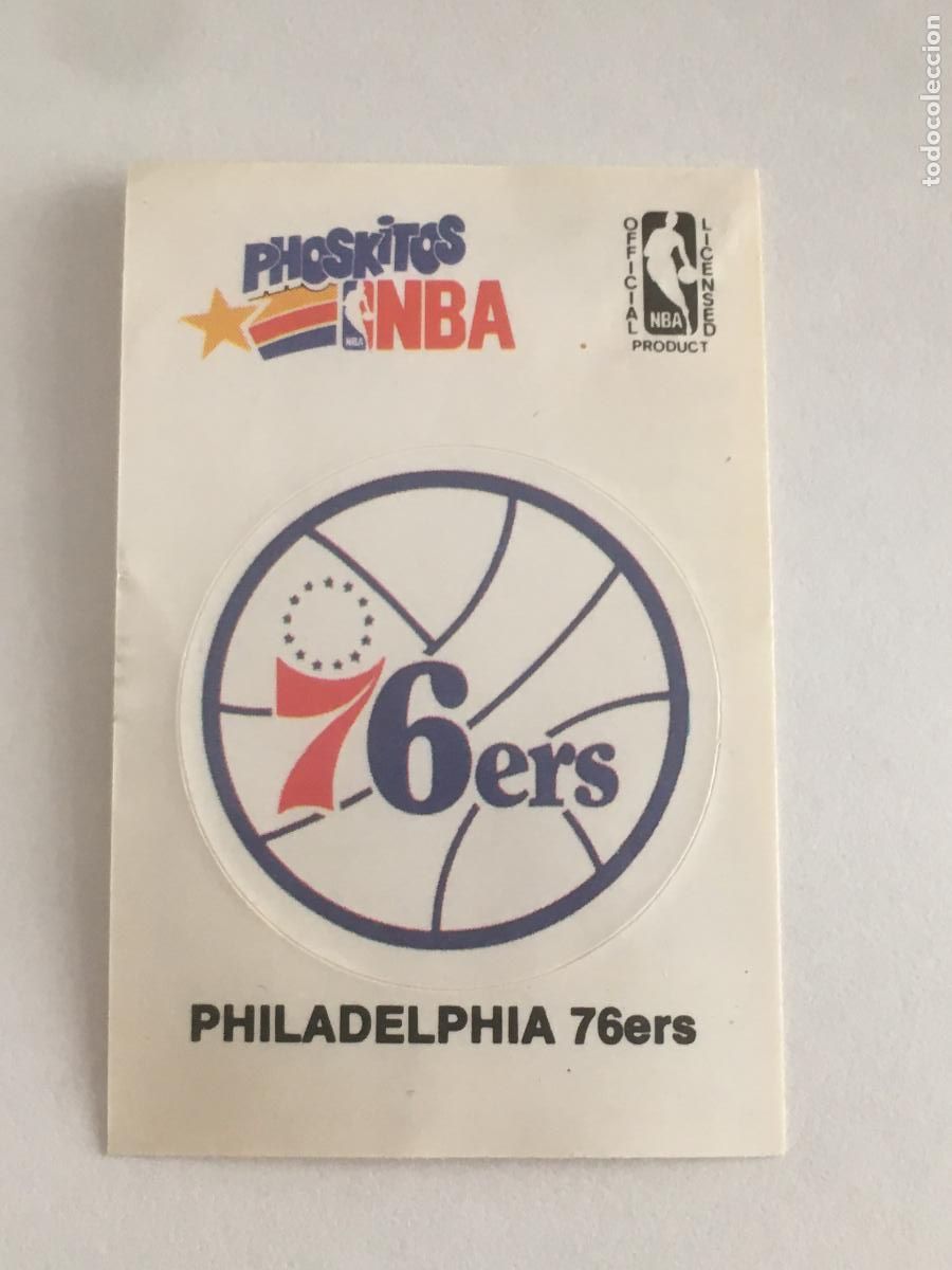 Coleccionismo deportivo: Phoskitos NBA escudo philadelphia 76ers cromo n&ordm; 26 nunca pegado