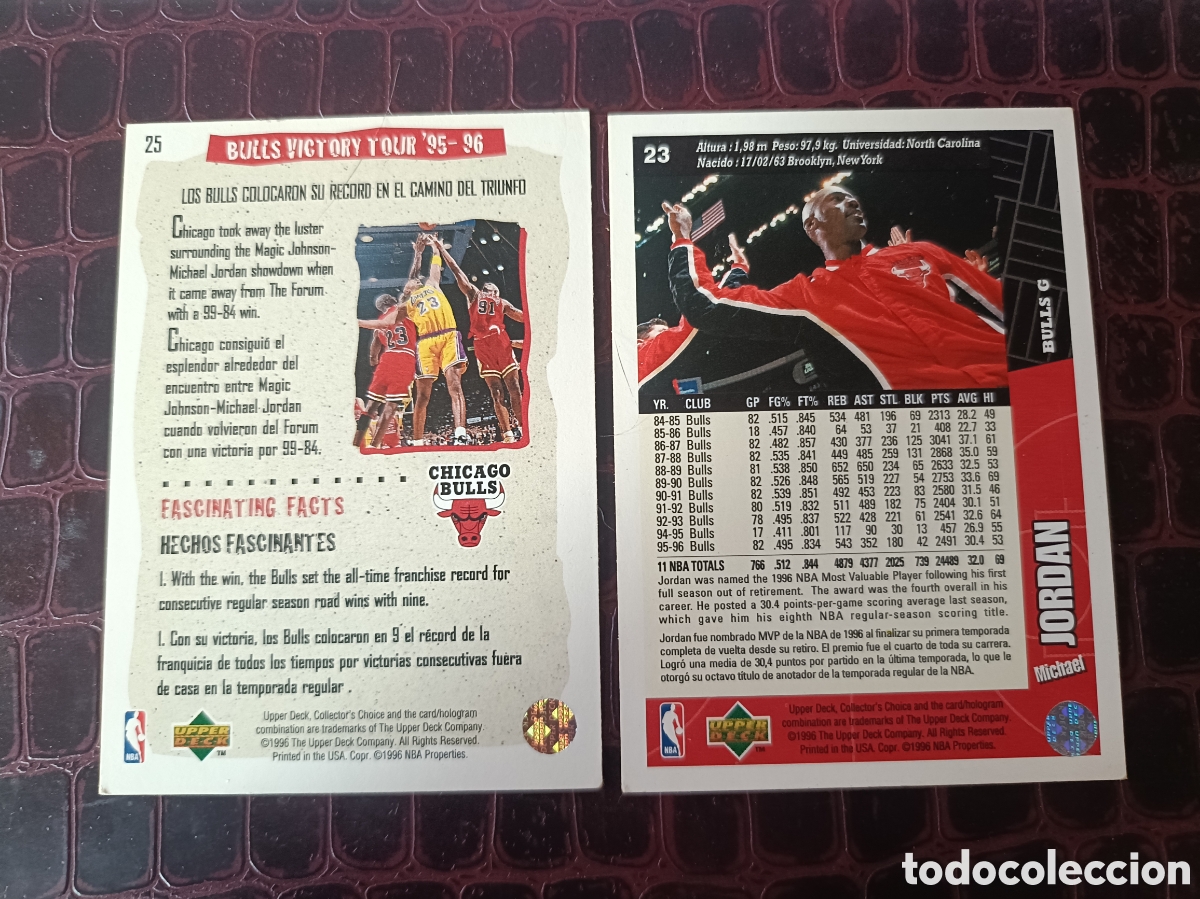 Coleccionismo deportivo: Michael Jordan NBA 1996 Upper Deck - Foto 2