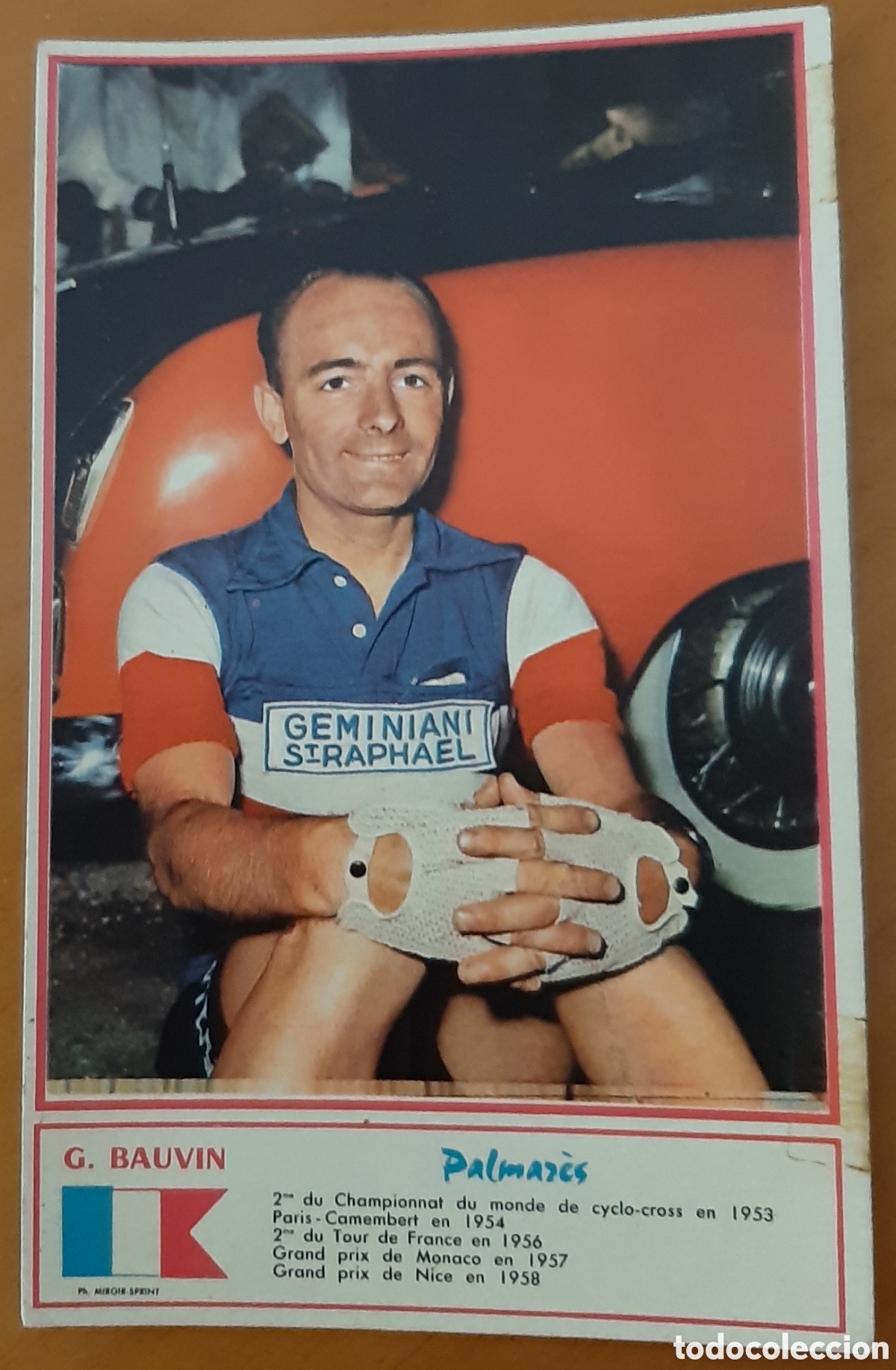Coleccionismo deportivo: Cromo ciclismo tama&ntilde;o postal. A&ntilde;os 60. G. Bauvin. R10100