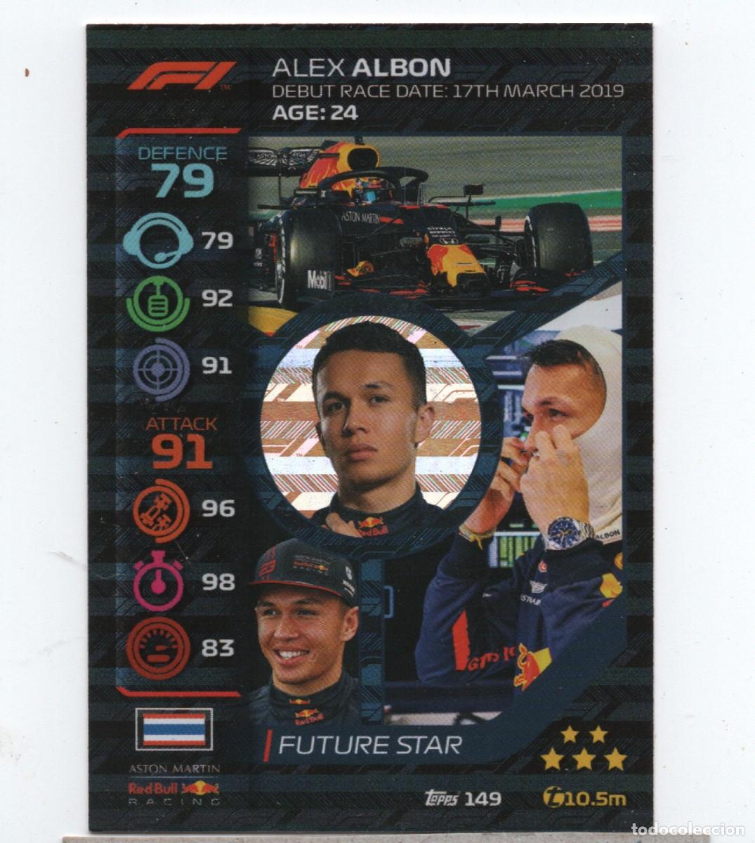 Coleccionismo deportivo: TOPPS TURBO ATTAX F1 #149 ALEX ALBON FUTURE STAR - ASTON MARTIN RACING