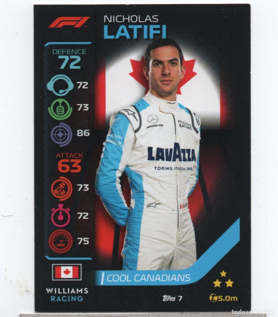 Coleccionismo deportivo: TOPPS TURBO ATTAX F1 #7 NICOLAS LATIFI WILLIAMS RACING COOL CANADIANS