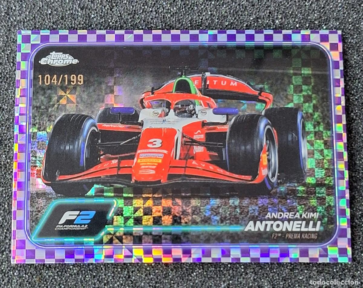 Coleccionismo deportivo: Andrea Kimi Antonelli Topps Chrome Formula 1 F-1 104/199 2024 Purple Checker Flag Refractor