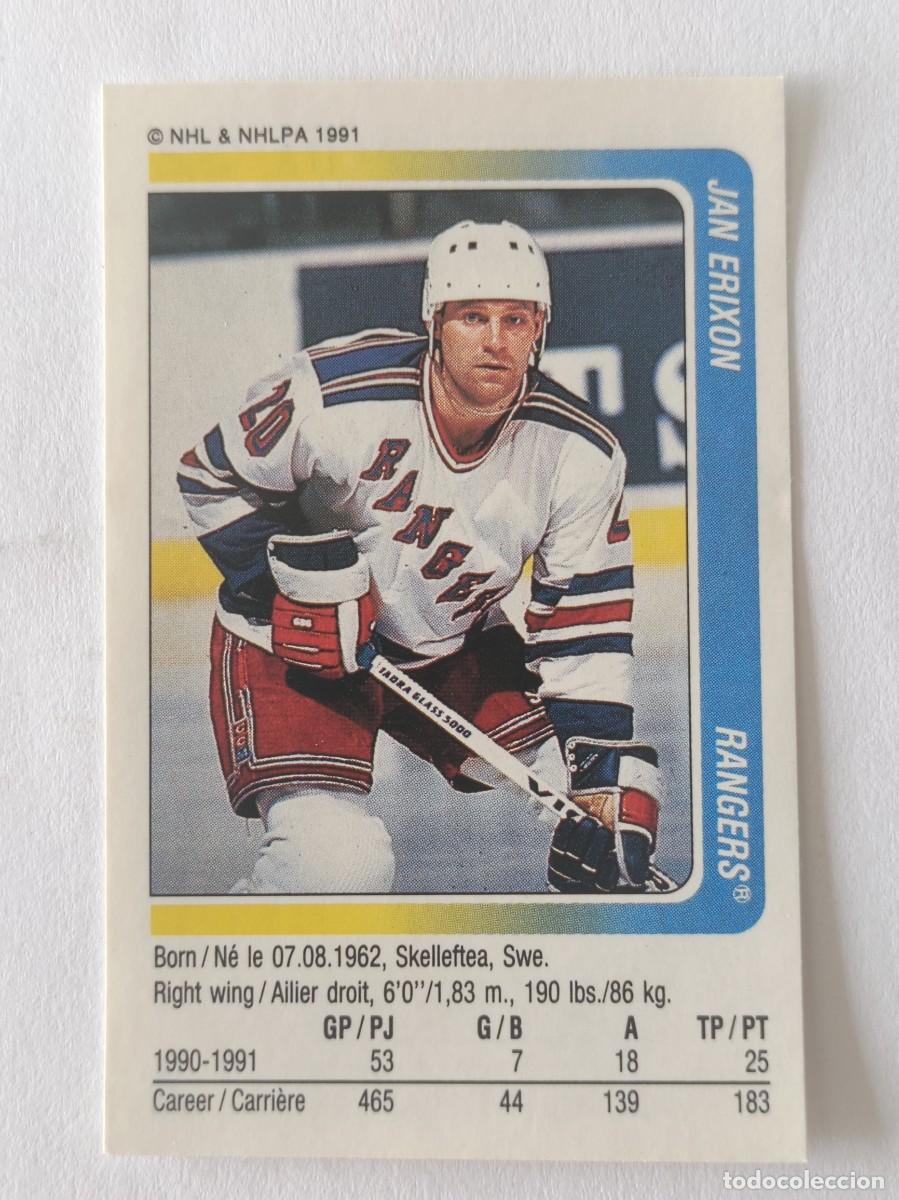 Coleccionismo deportivo: #283 JAN ERIXON (NEW YORK RANGERS) HOCKEY HIELO NHL 91/92 PANINI