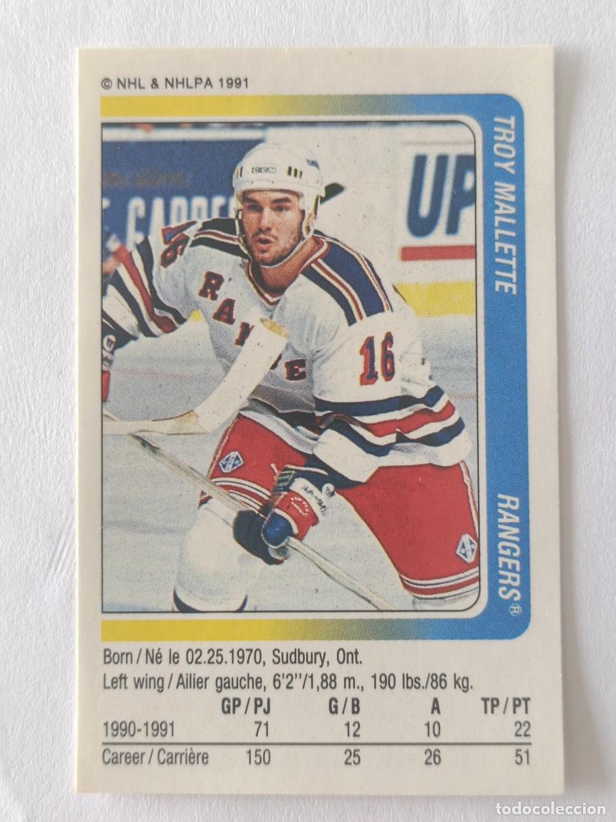 Coleccionismo deportivo: #295 TROY MALLETTE (NEW YORK RANGERS) HOCKEY HIELO NHL 91/92 PANINI