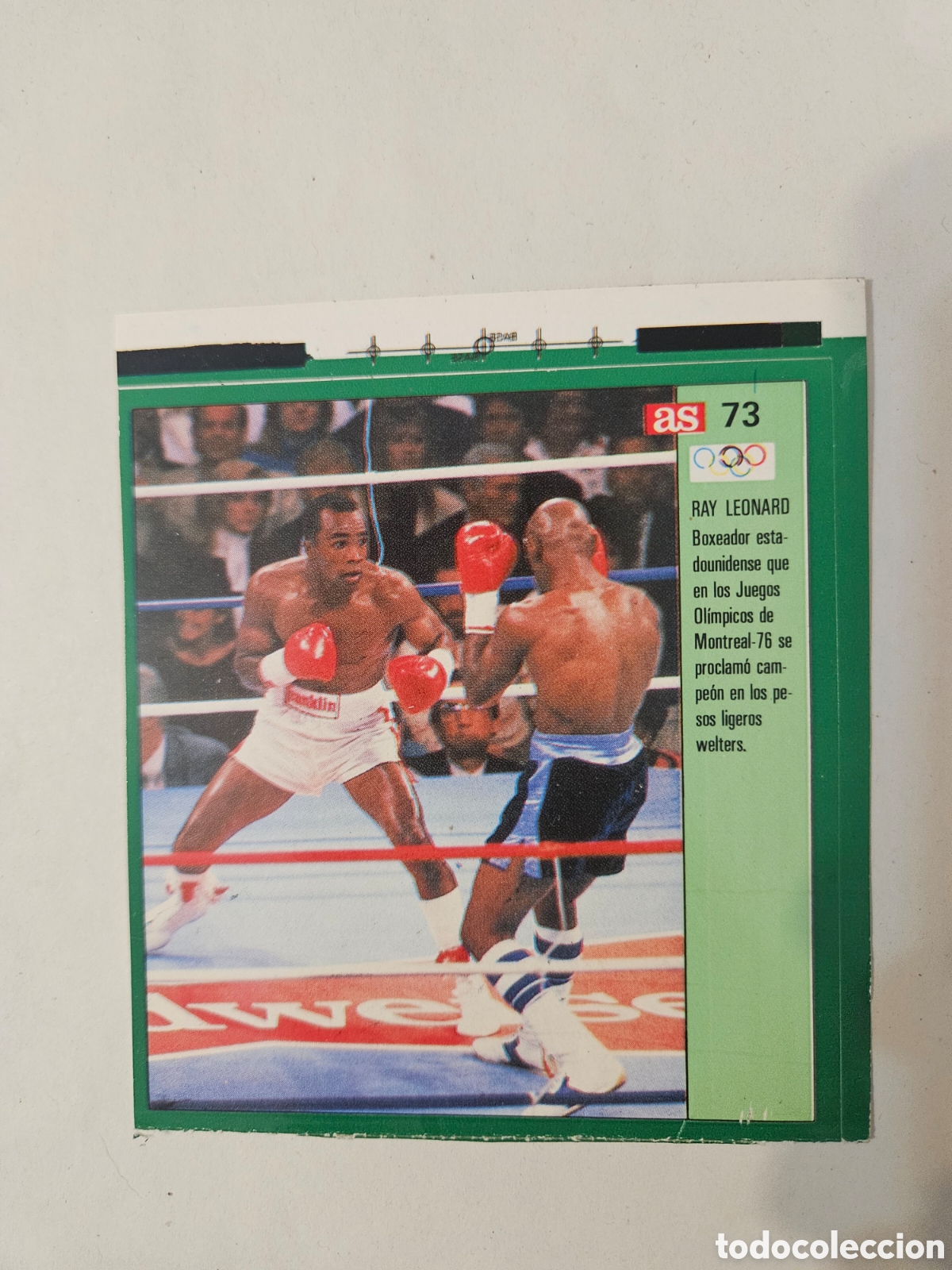 Coleccionismo deportivo: RAY LEONARD. N&deg; 73. LOS ASES OLIMPICOS. SIN PEGAR.