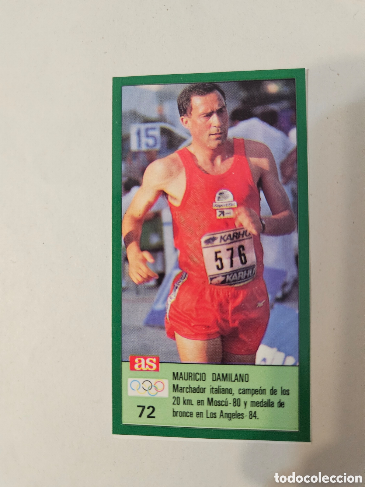 Coleccionismo deportivo: 72 MAURICIO DAMILANO ATLETISMO ITALIA - ASES OLIMPICOS DIARIO AS 1988. SIN PEGAR