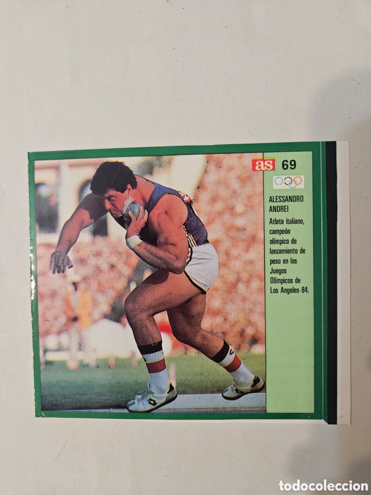 Coleccionismo deportivo: 69 Alessandro Andrei Italia Atletismo Ases Ol&iacute;mpicos 1988 sin pegar