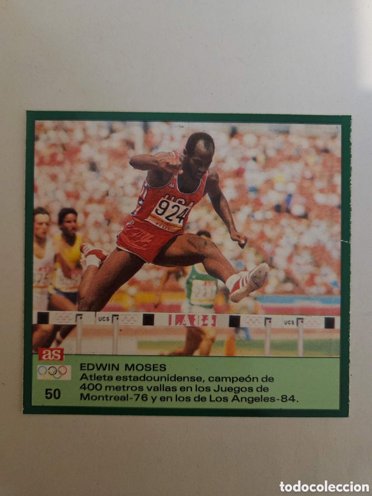 Coleccionismo deportivo: EDWIN MOSES N&ordm; 50 - as - LOS ASES OLIMPICOS - SIN PEGAR