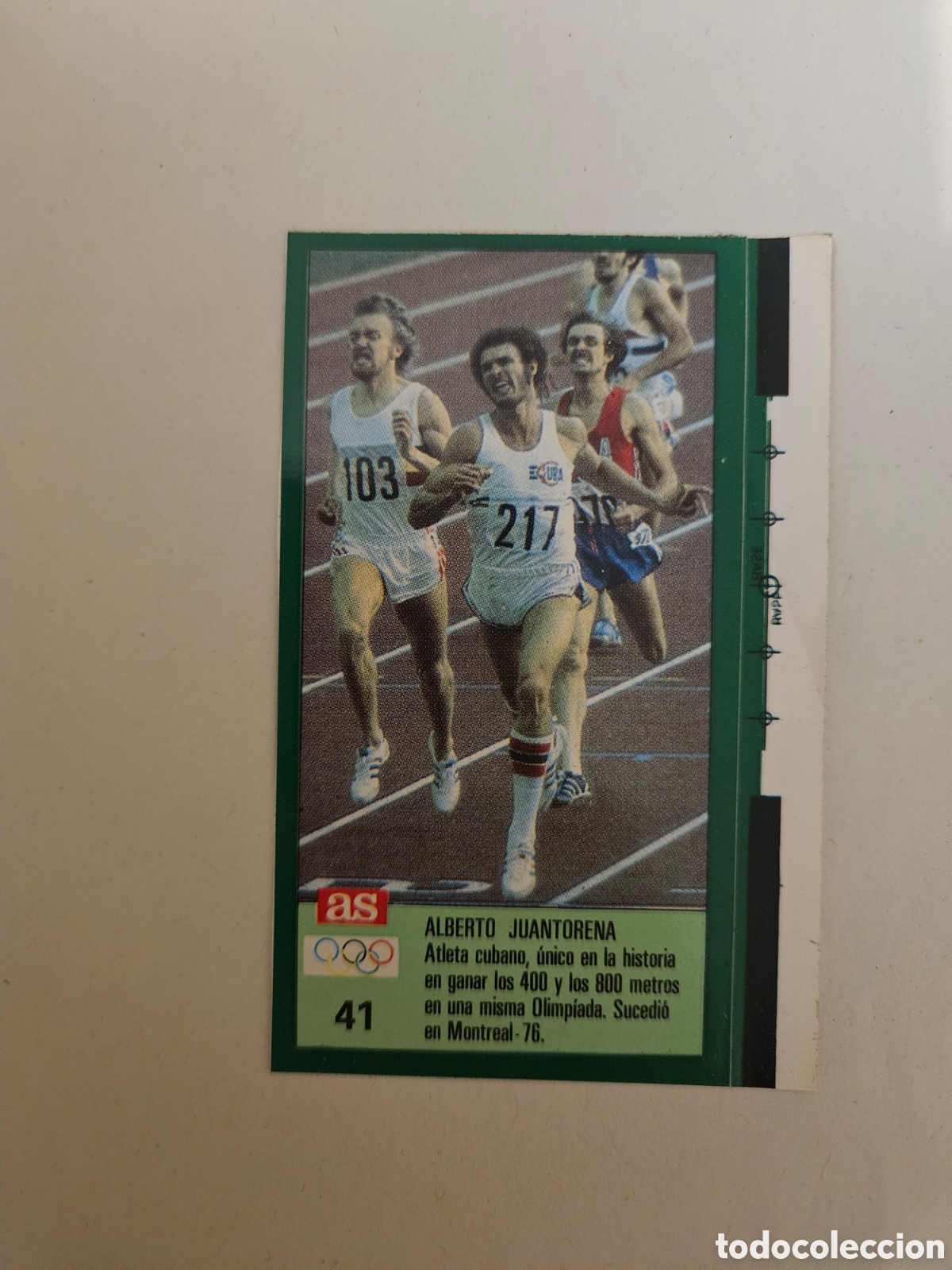 Coleccionismo deportivo: 41 Alberto Juantorena Cuba Atletismo Ases Ol&iacute;mpicos 1988 sin pegar