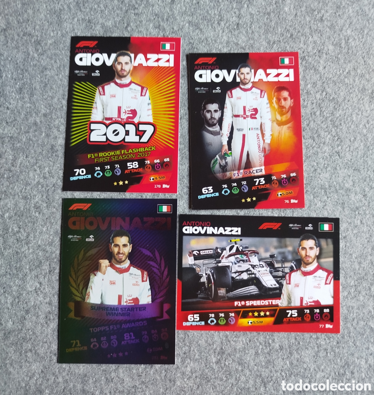 Coleccionismo deportivo: GIOVANAZZI LOTE 4 CARDS TOPPS F1 FORMULA TURBO ATTAX 2021 CROMO CARD CARTA