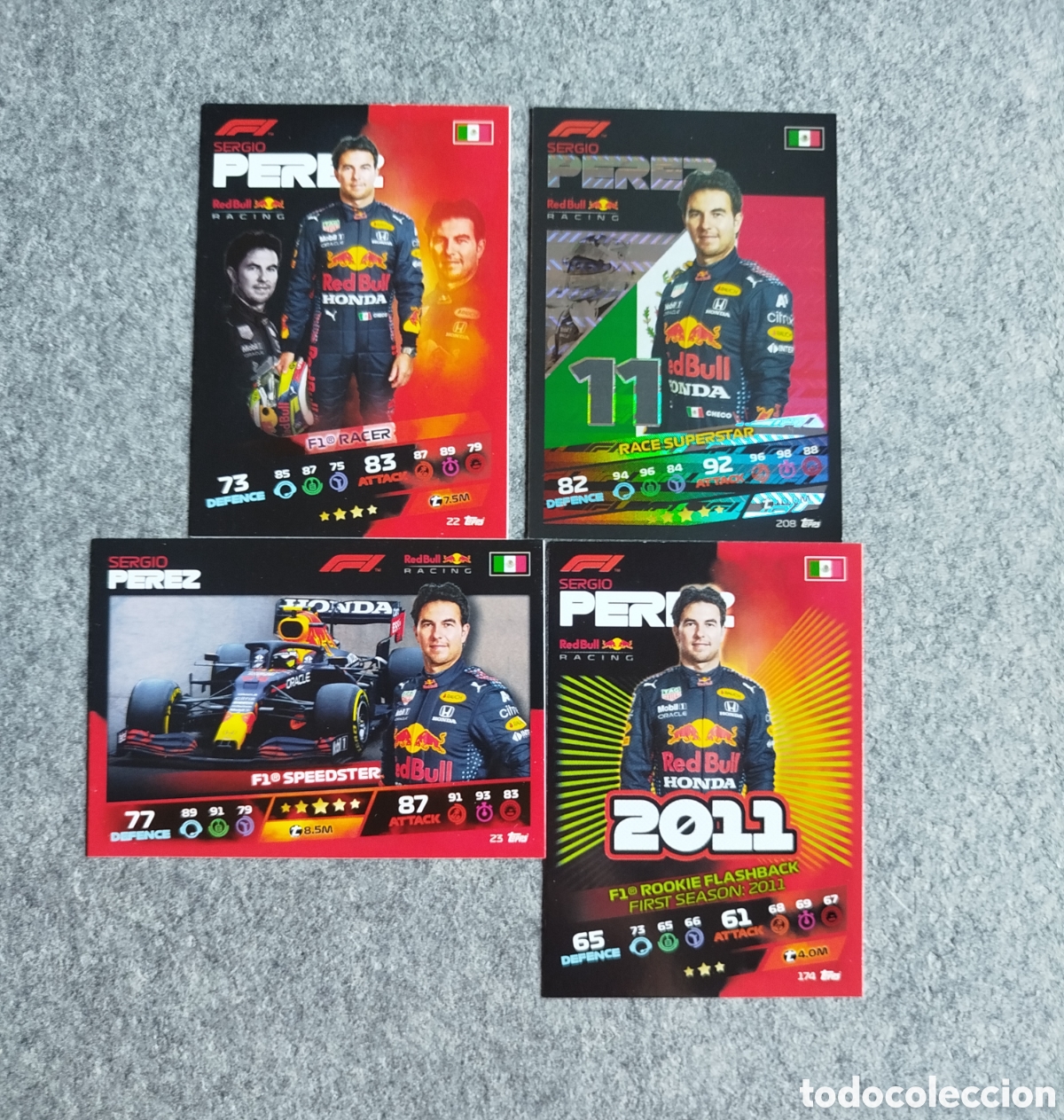 Coleccionismo deportivo: SERGIO P&Eacute;REZ LOTE 4 CARDS TOPPS F1 FORMULA TURBO ATTAX 2021 CROMO CARD CARTA