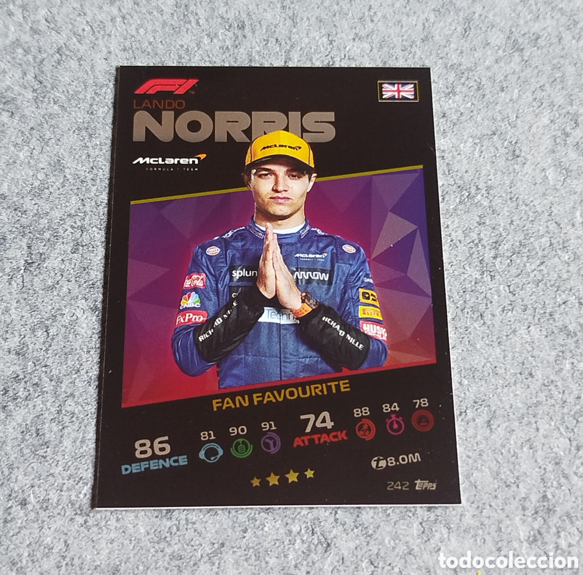 Sports collectibles: 2021 LANDO NORRIS FAN FAVOURITE TOPPS F1 FORMULA TURBO ATTAX 2021 CROMO CARD CARTA