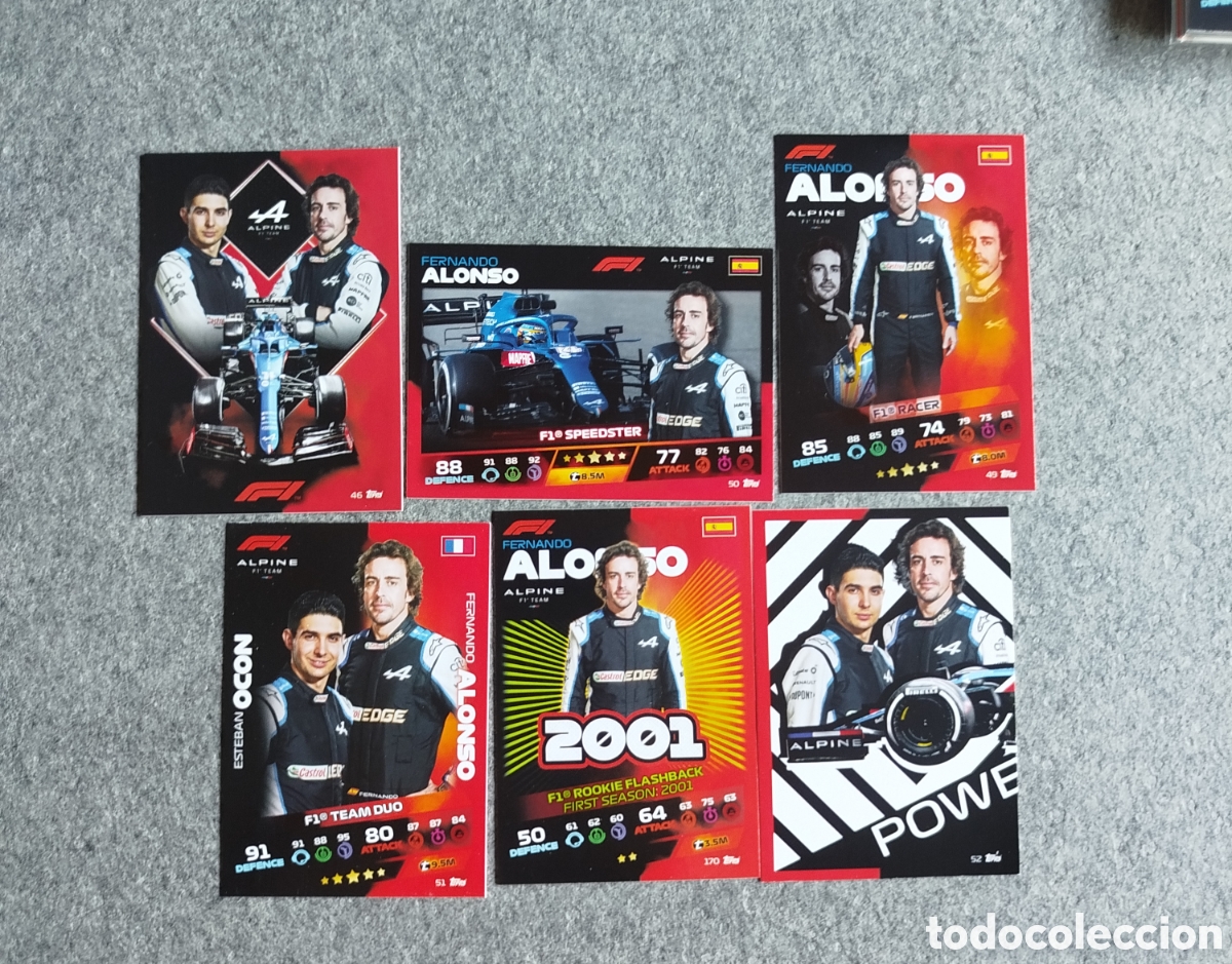 Sports collectibles: 2021 FERNANDO ALONSO LOTE 6 CARDS TOPPS F1 FORMULA TURBO ATTAX 2021 CROMO CARD CARTA