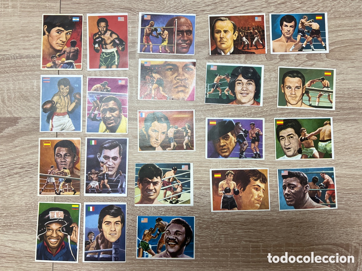 Coleccionismo deportivo: 1979 QUELCOM LOTE DE 21 CROMOS BOXEO DESPEGADOS JACK JOHNSON DEMPSEY..