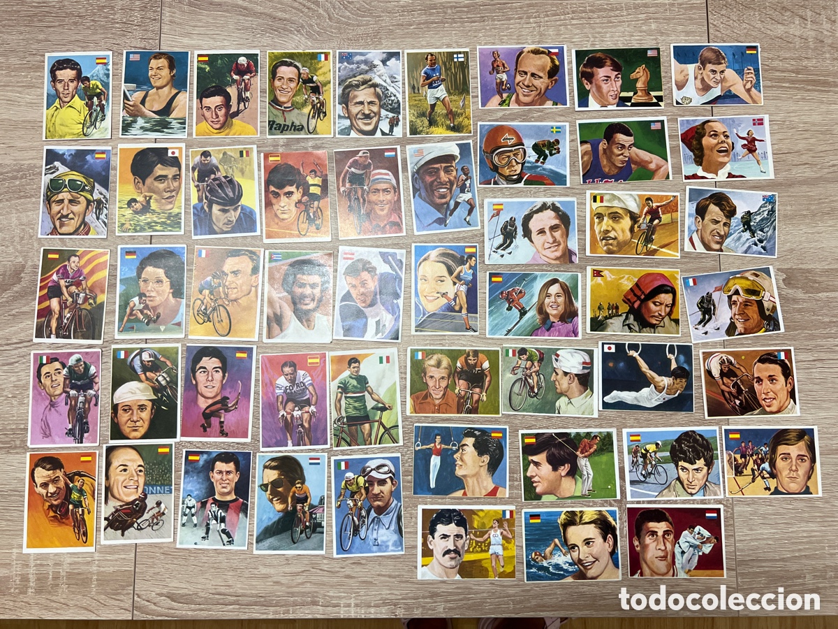Coleccionismo deportivo: 1979 QUELCOM LOTE DE 51 CROMOS DESPEGADOS ASES DEPORTE MUNDIAL