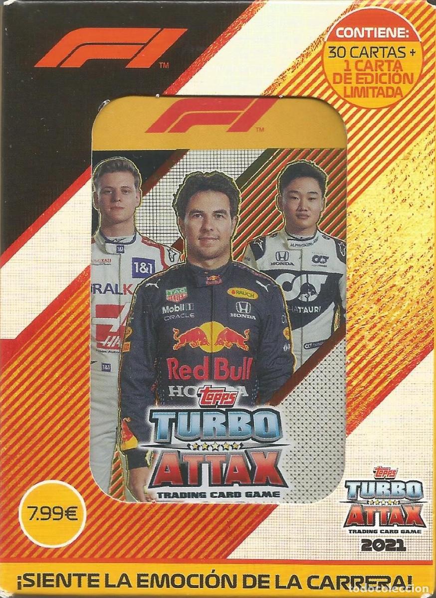 Coleccionismo deportivo: Caja Lata F1 Turbo Attax con 31 cartas + 1 Carta Edici&oacute;n Limitada - Topps - Nueva y sellada