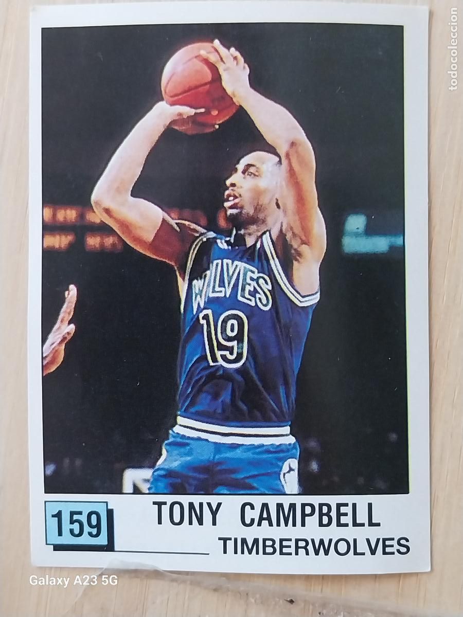 Coleccionismo deportivo: TONY CAMPBELL TIMBERWOLVES BASKET NBA 90 PANINI CROMO 159 + A&Ntilde;O 1990 SIN PEGAR NUNCA ORIGINAL