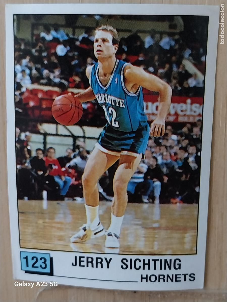 Coleccionismo deportivo: JERRY SICHTING HORNETS BASKET NBA 90 PANINI CROMO 123 A&Ntilde;O 1990 SIN PEGAR NUNCA ORIGINAL