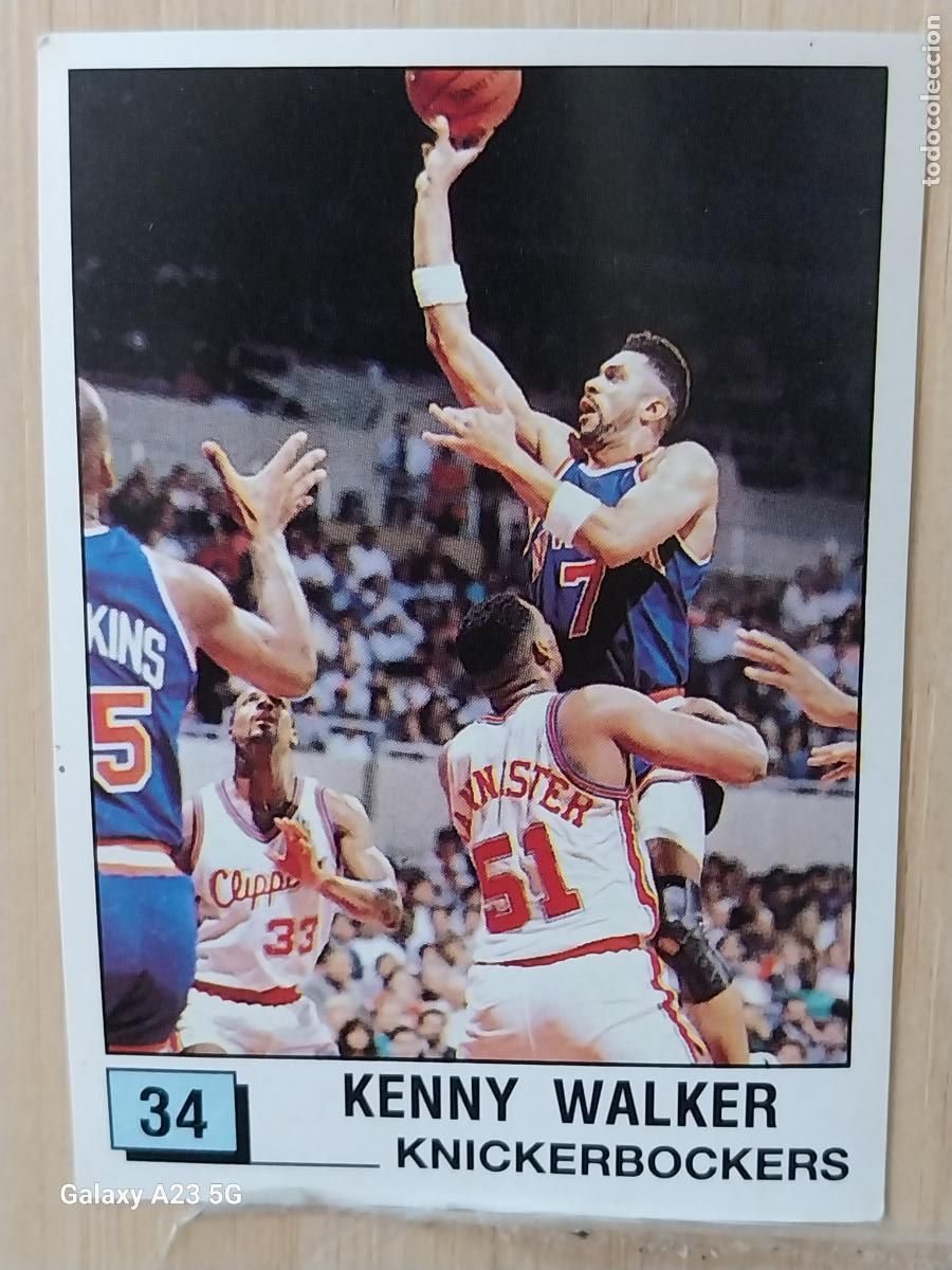Coleccionismo deportivo: KENNY WALKER KNICKERBOCKERS BASKET NBA 90 PANINI CROMO 34 A&Ntilde;O 1990 SIN PEGAR NUNCA ORIGINAL