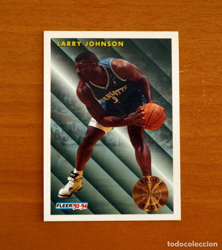 Coleccionismo deportivo: Charlotte Hornets League Leader -223 Larry Johnson -NBA-B&aacute;sket-Baloncesto-Card Fleer 93-94-1993-1994