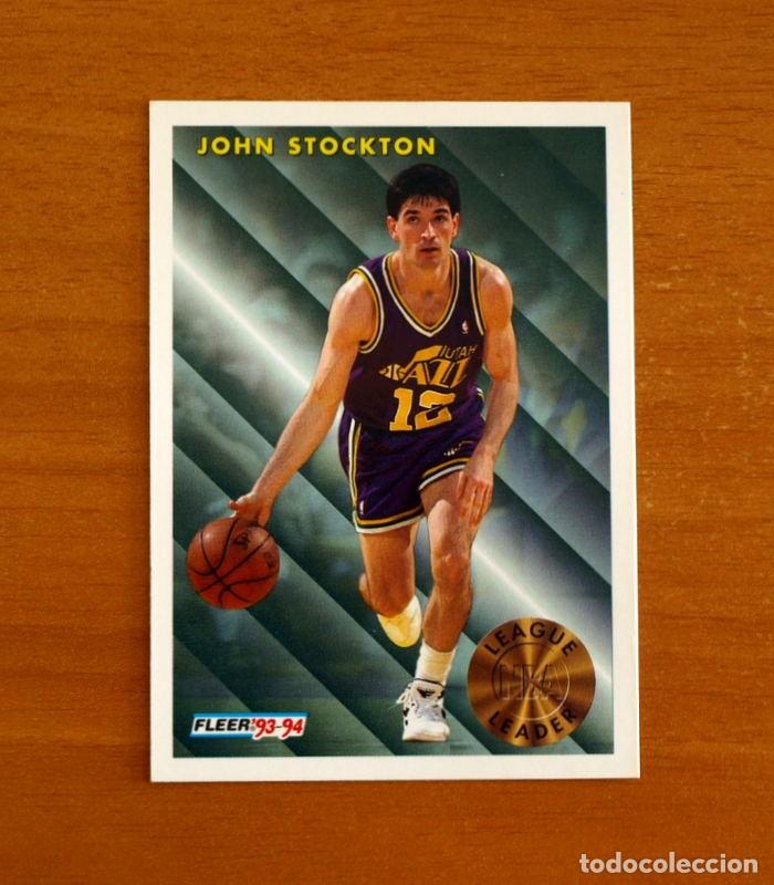 Coleccionismo deportivo: Utah Jazz -League Leader - N&ordm; 228 John Stockton - NBA-B&aacute;sket-Baloncesto - Card Fleer 93-94-1993-1994