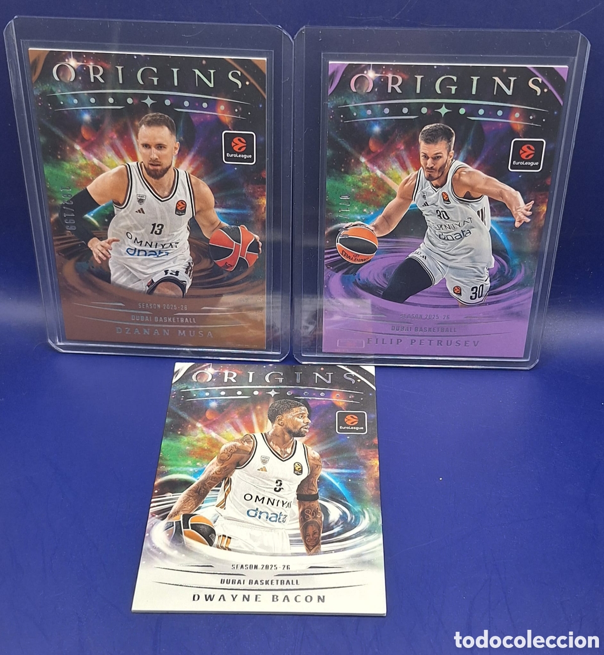 Coleccionismo deportivo: Filip Petrusev /149 y Dzanan Musa /199 - Dwayne Bacon - Panini Origins Euroliga - Dubai -