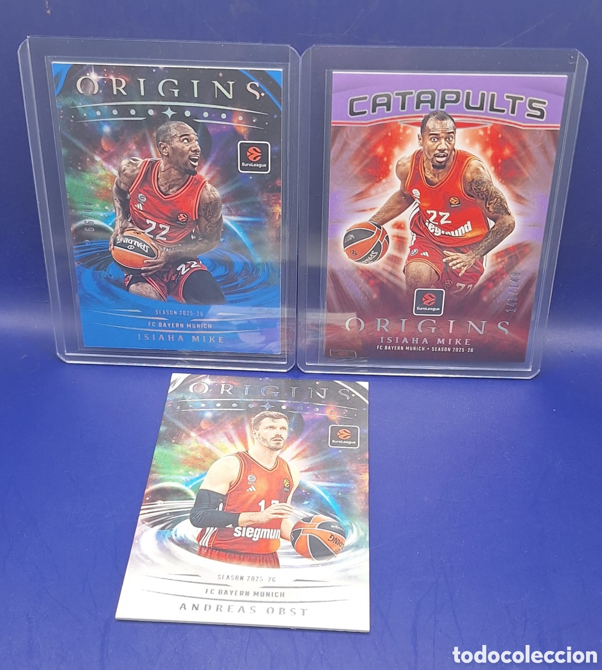 Coleccionismo deportivo: Isiaha Mike /149 - Catapults /99 - Andreas Obst - Panini Origins Euroliga - Bayern Munich -