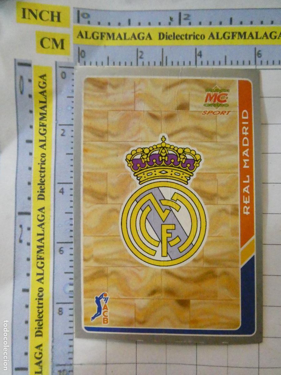 Coleccionismo deportivo: CROMO TARJETA BALONCESTO 1 ESCUDO REAL MADRID CF. ACB95 ACB 95 1995. MUNDI CROMO.