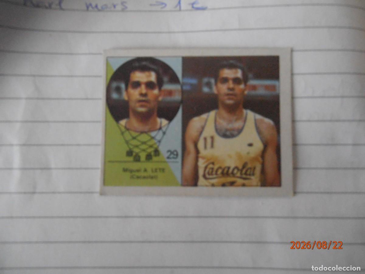 Coleccionismo deportivo: Lete N.&ordm; 29 - Cacaolat - Baloncesto 84/85