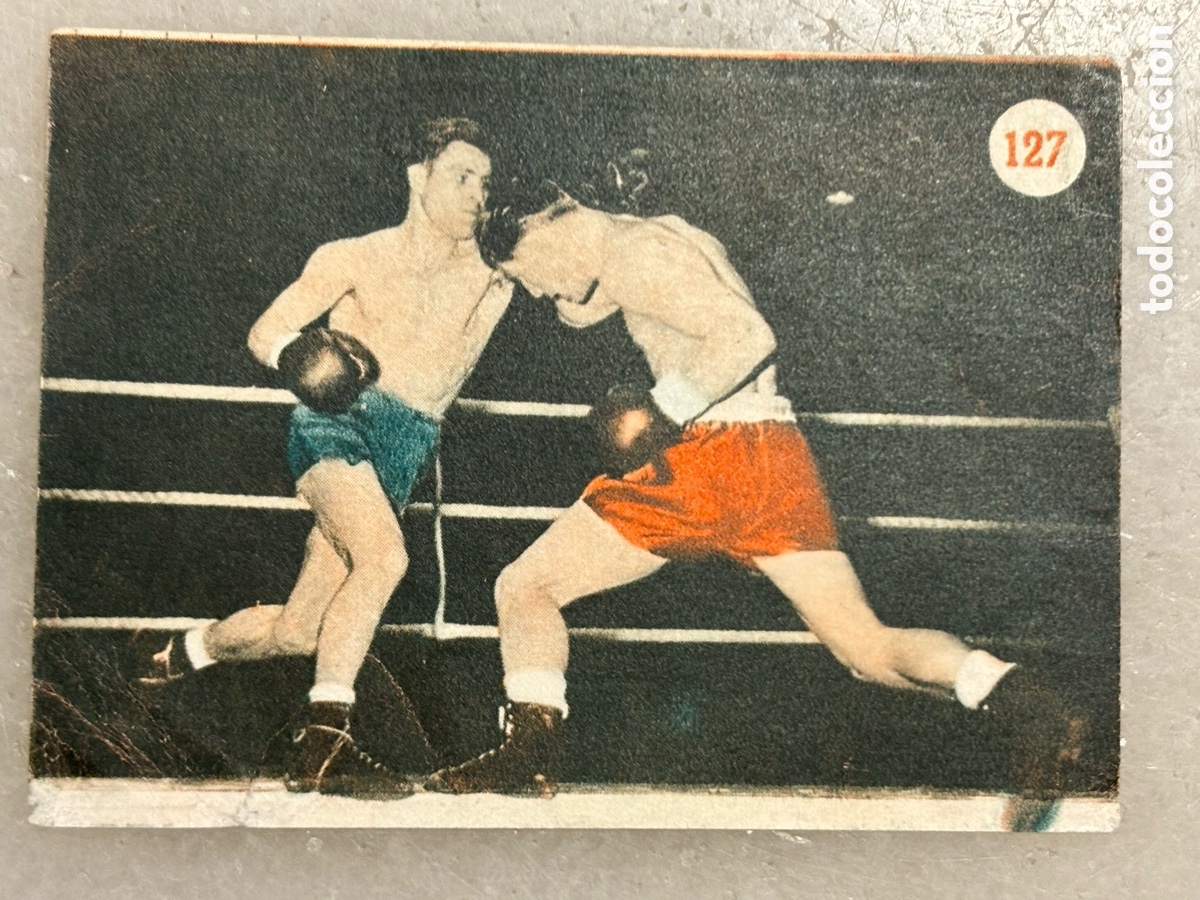 Coleccionismo deportivo: Cromo boxeo Romero contra O&rsquo;Sullivan &aacute;lbum estrenas deportivas 1953