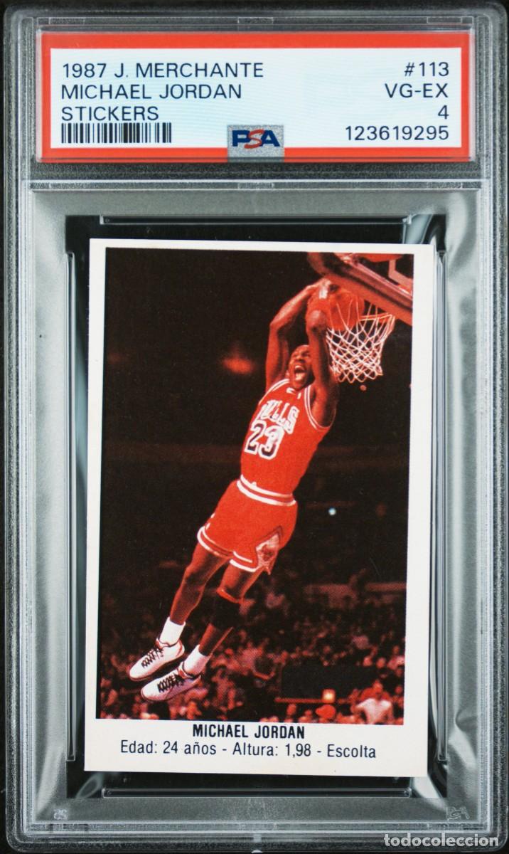 Coleccionismo deportivo: Michael Jordan Rara #113 J.Merchante Stickers 1987 Converse PSA 4 VG EX