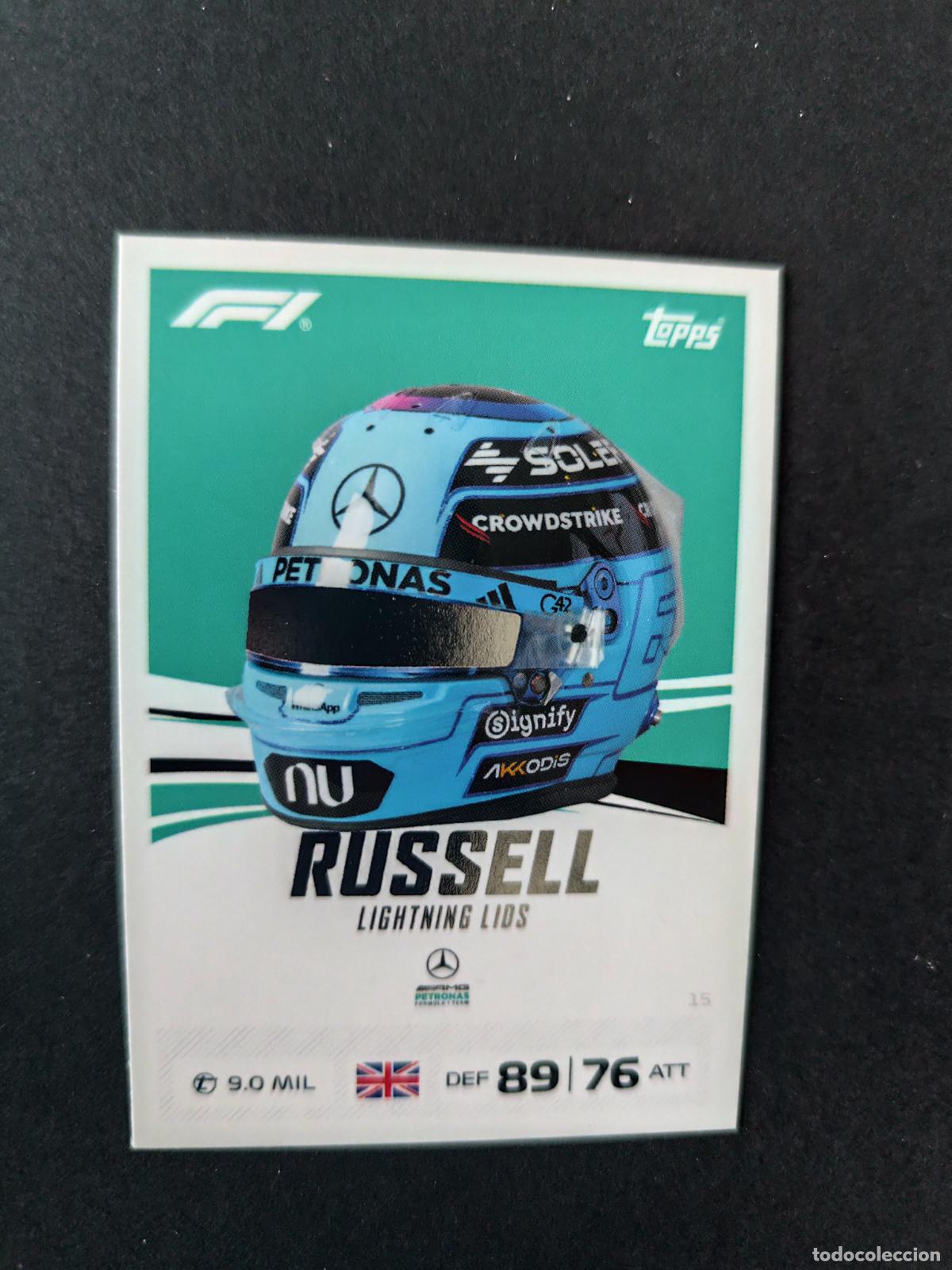 Coleccionismo deportivo: 15 GEORGE RUSSELL MERCEDES LIGHTNING LIDS F&Oacute;RMULA 1 F1 TURBO ATTAX 2026 TOPPS