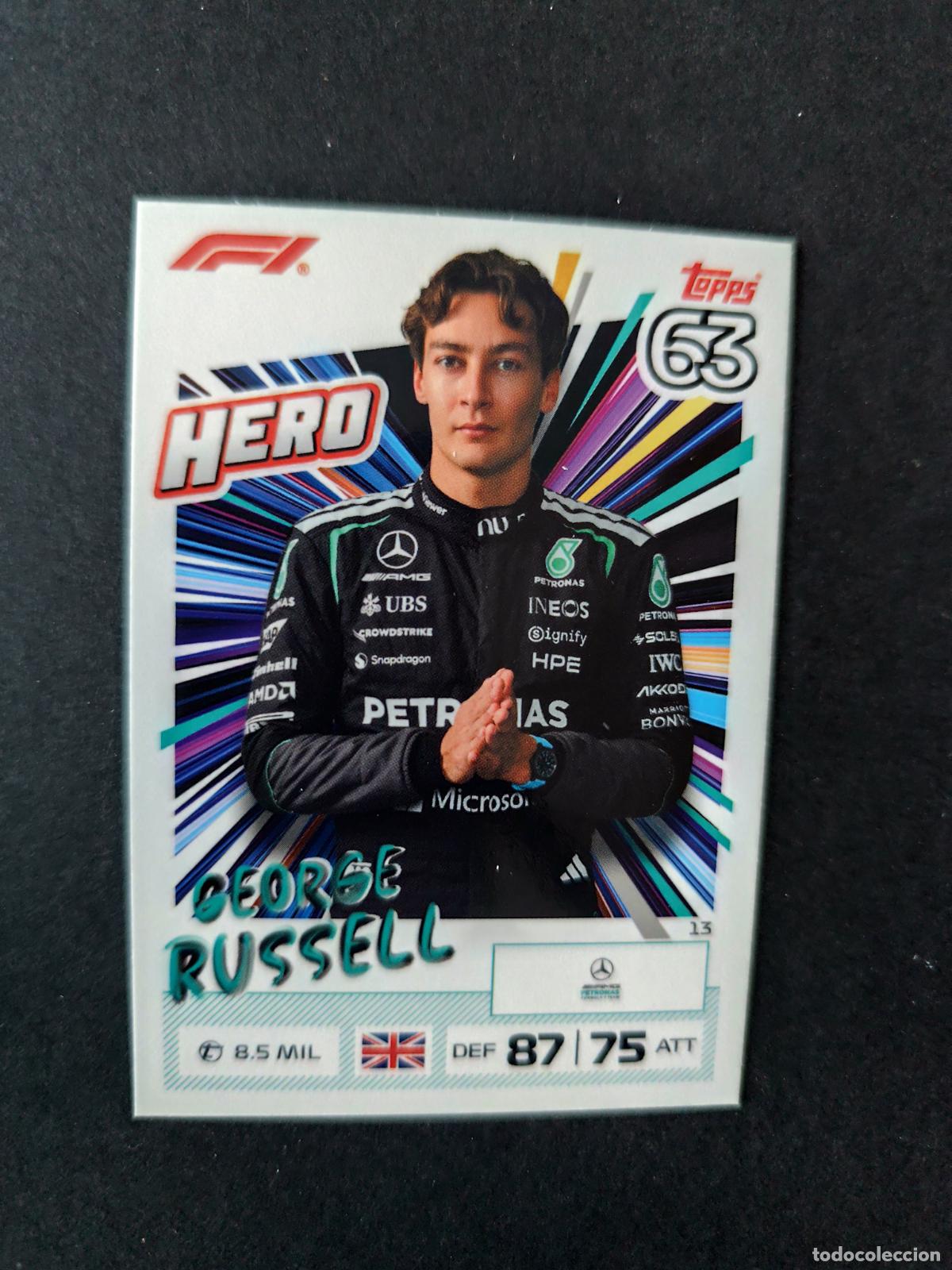 Coleccionismo deportivo: 13 GEORGE RUSSELL MERCEDES HERO F&Oacute;RMULA 1 F1 TURBO ATTAX 2026 TOPPS