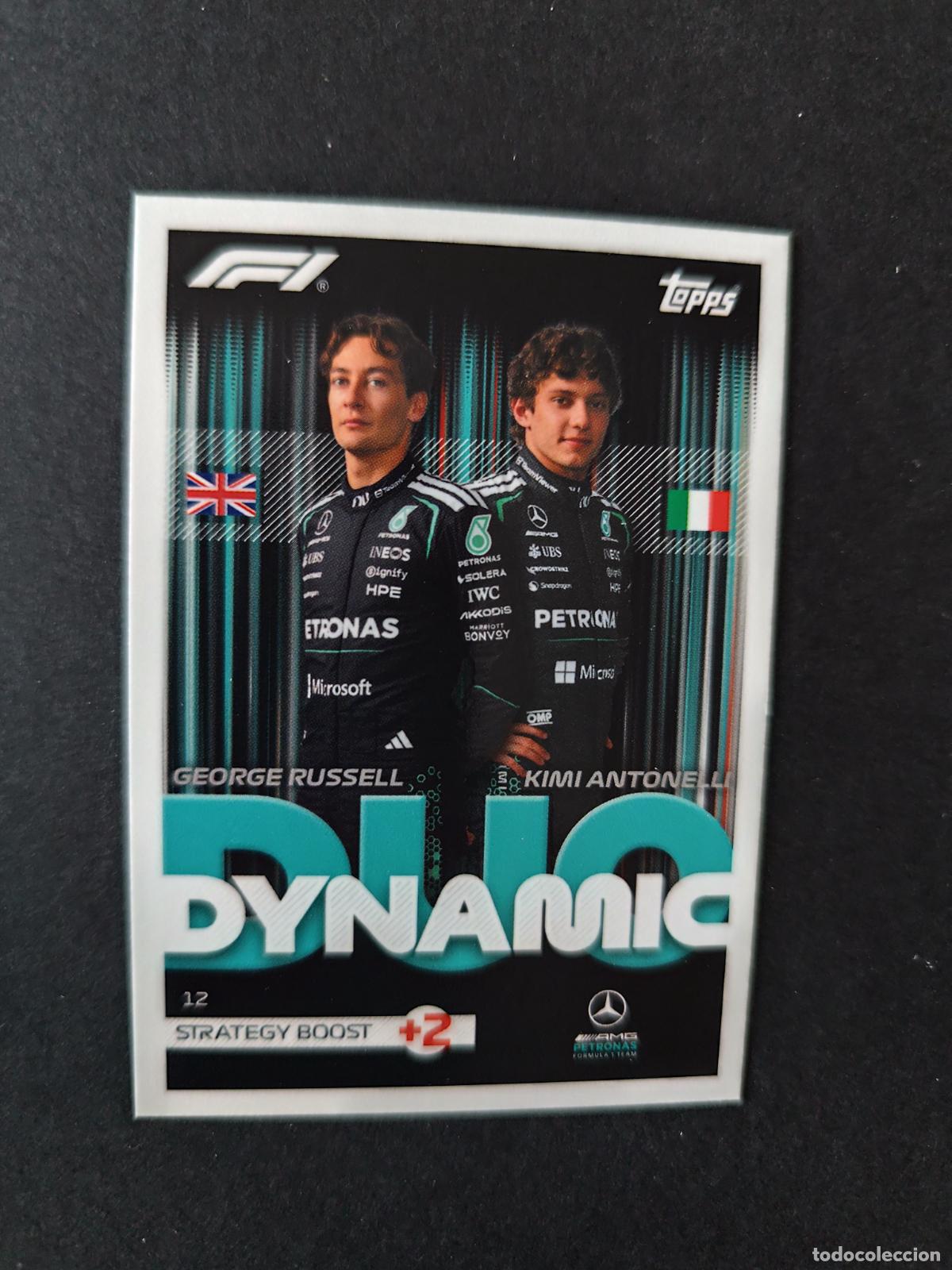 Coleccionismo deportivo: 12 GEORGE RUSSELL & KIMI ANTONELLI MERCEDES DYNAMIC DUOS F&Oacute;RMULA 1 F1 TURBO ATTAX 2026 TOPPS