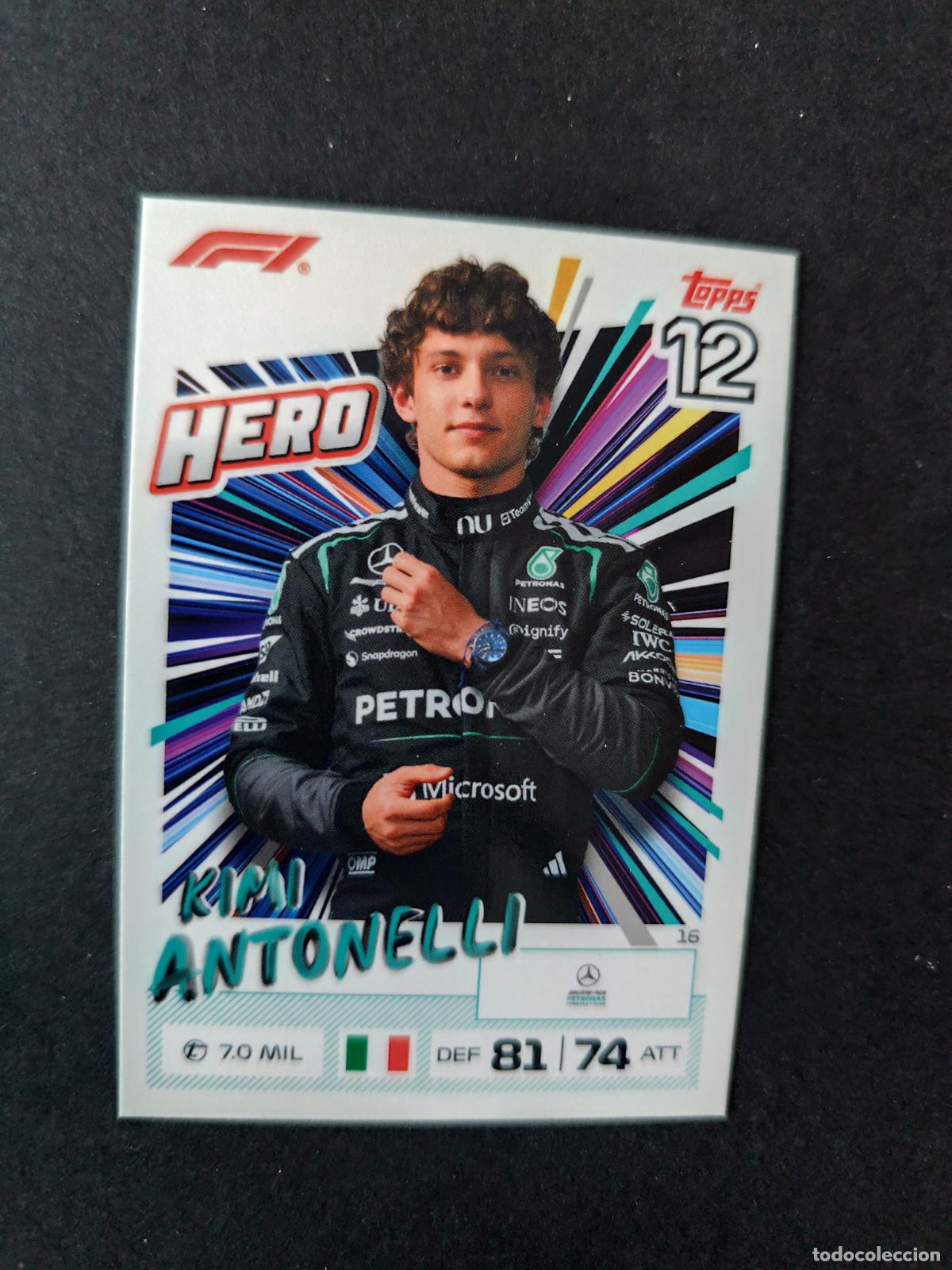 Coleccionismo deportivo: 16 KIMI ANTONELLI MERCEDES HERO F&Oacute;RMULA 1 F1 TURBO ATTAX 2026 TOPPS