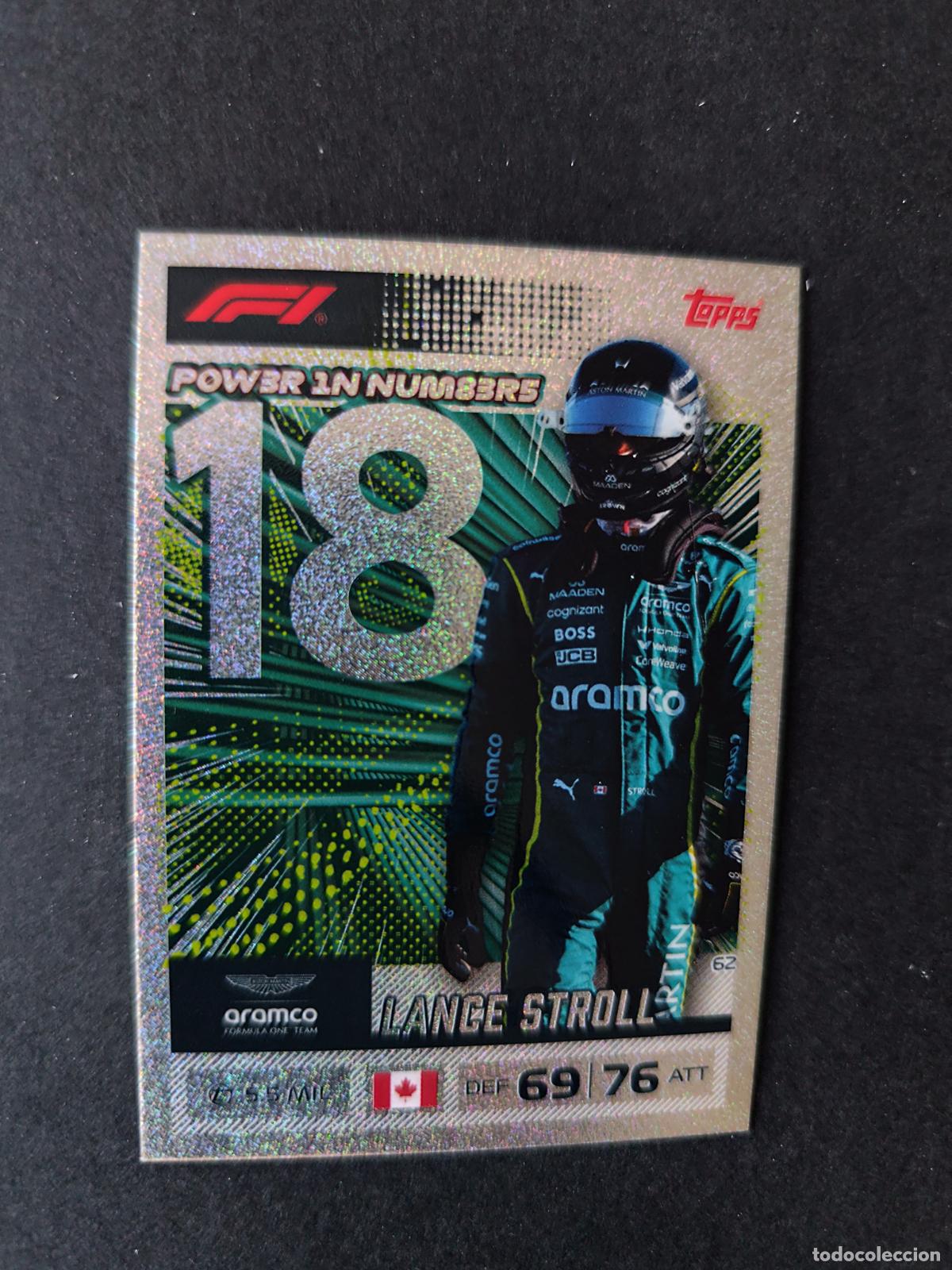 Coleccionismo deportivo: 62 LANCE STROLL ASTON MARTIN POWER IN NUMBERS F&Oacute;RMULA 1 F1 TURBO ATTAX 2026 TOPPS