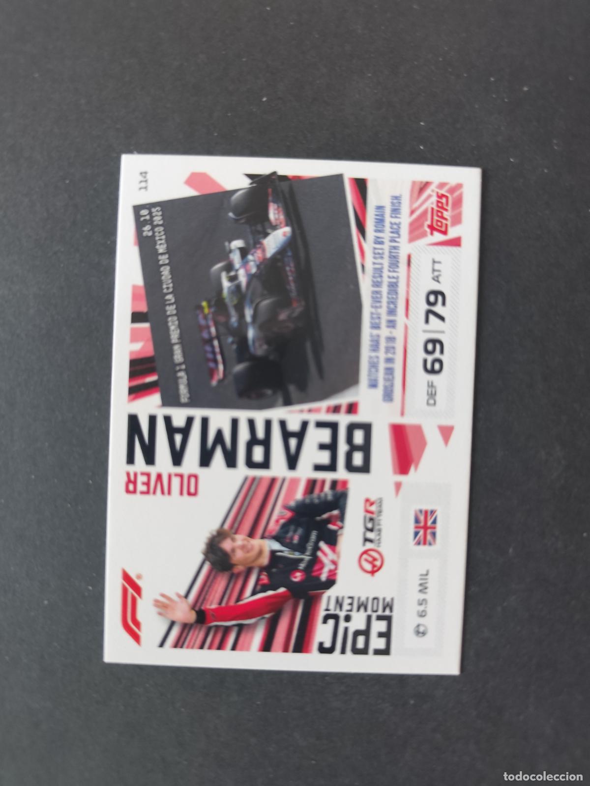 Collezionismo sportivo: 114 OLIVER BEARMAN HAAS EPIC MOMENTS F&Oacute;RMULA 1 F1 TURBO ATTAX 2026 TOPPS