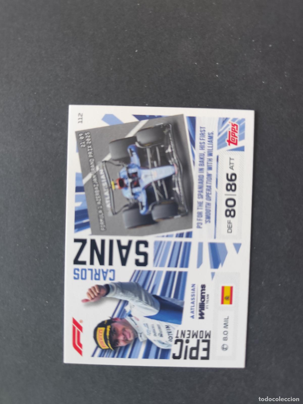 Collezionismo sportivo: 112 CARLOS SAINZ WILLIAMS EPIC MOMENTS F&Oacute;RMULA 1 F1 TURBO ATTAX 2026 TOPPS