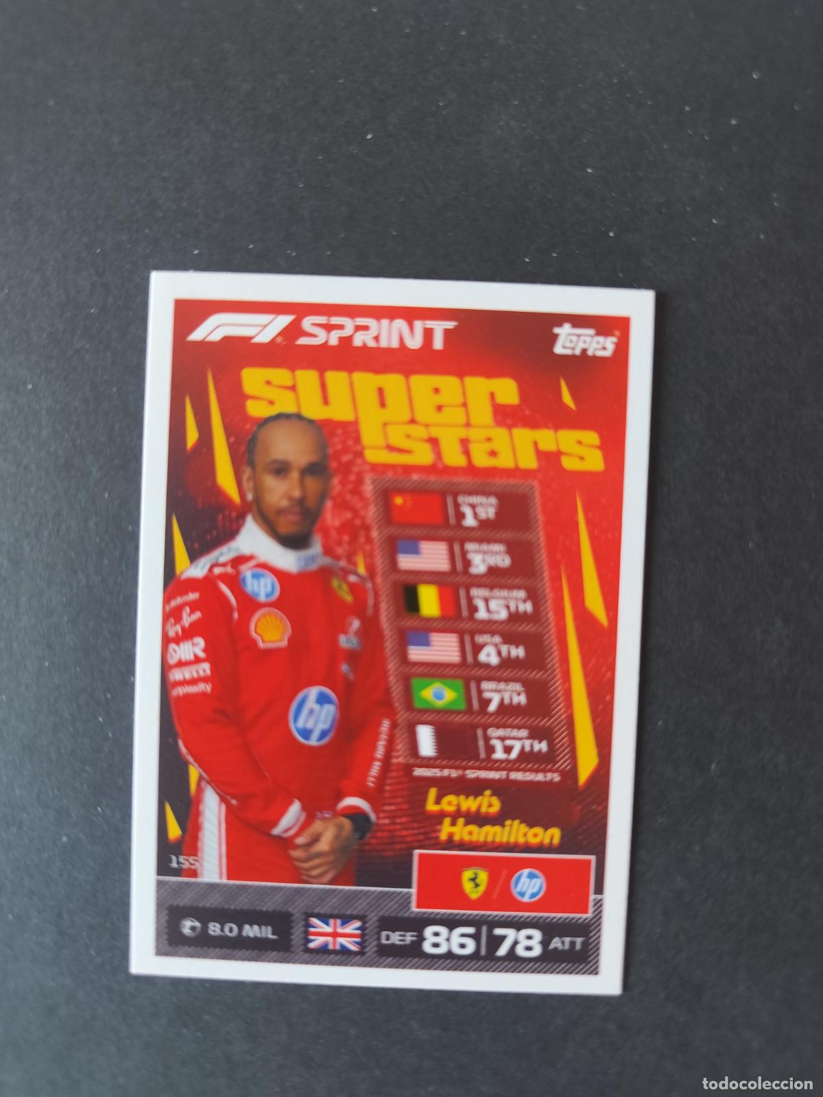 Colecionismo desportivo: 155 LEWIS HAMILTON FERRARI SPRINT SUPERSTARS F&Oacute;RMULA 1 F1 TURBO ATTAX 2026 TOPPS