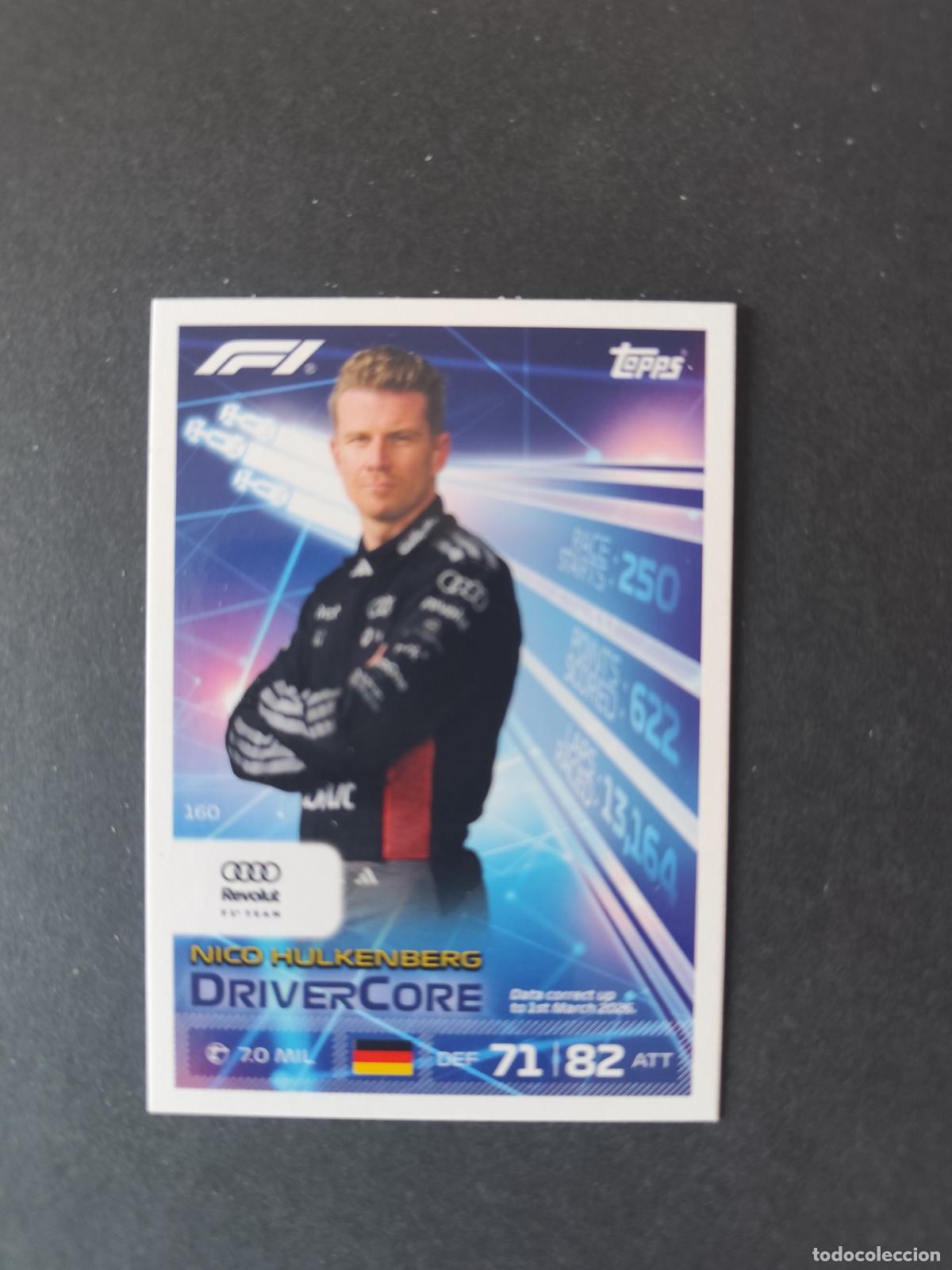 Colecionismo desportivo: 160 NICO HULKENBERG AUDI DRIVERCORE F&Oacute;RMULA 1 F1 TURBO ATTAX 2026 TOPPS