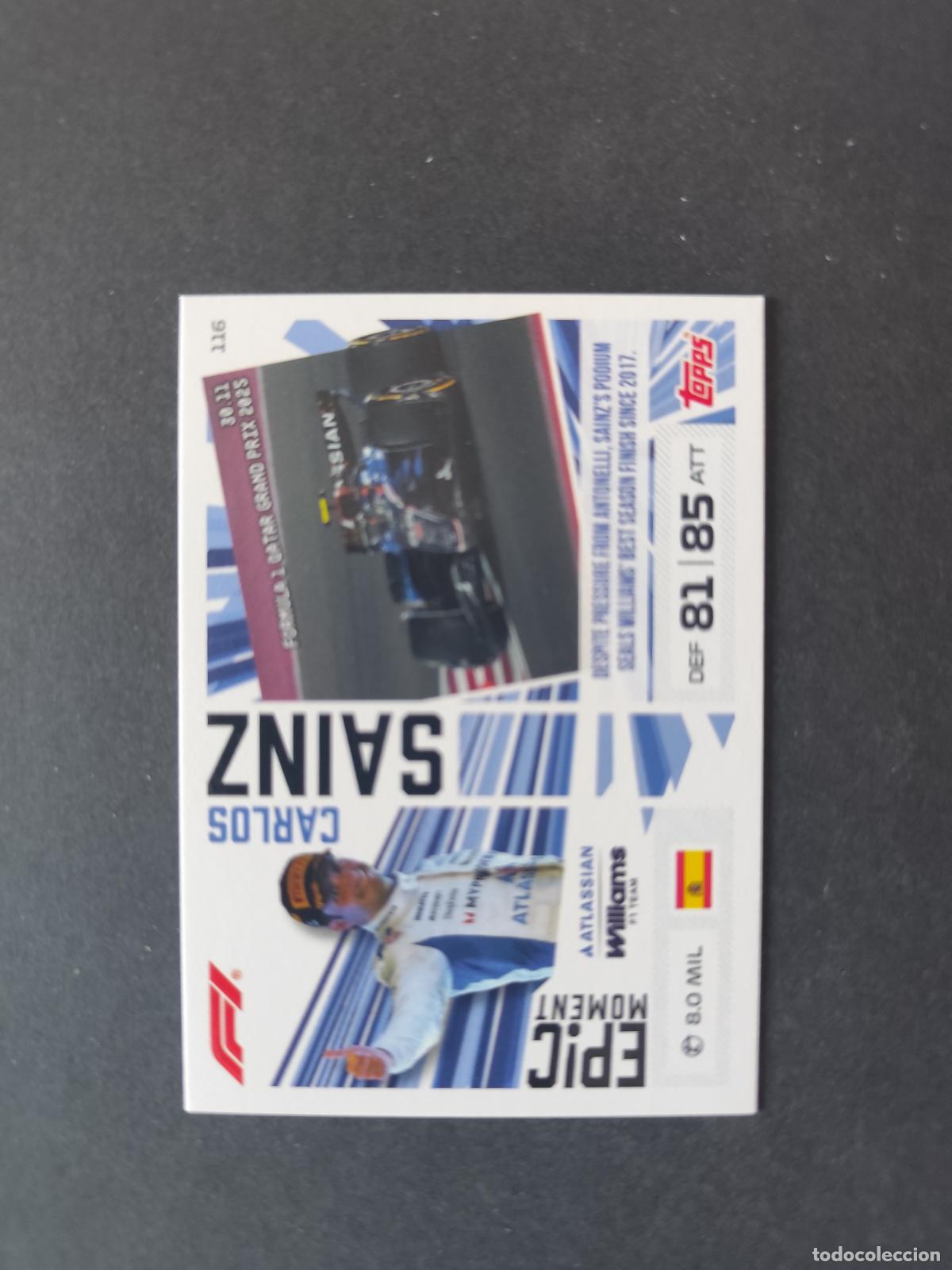Sammelleidenschaft Sport: 116 CARLOS SAINZ WILLIAMS EPIC MOMENTS F&Oacute;RMULA 1 F1 TURBO ATTAX 2026 TOPPS
