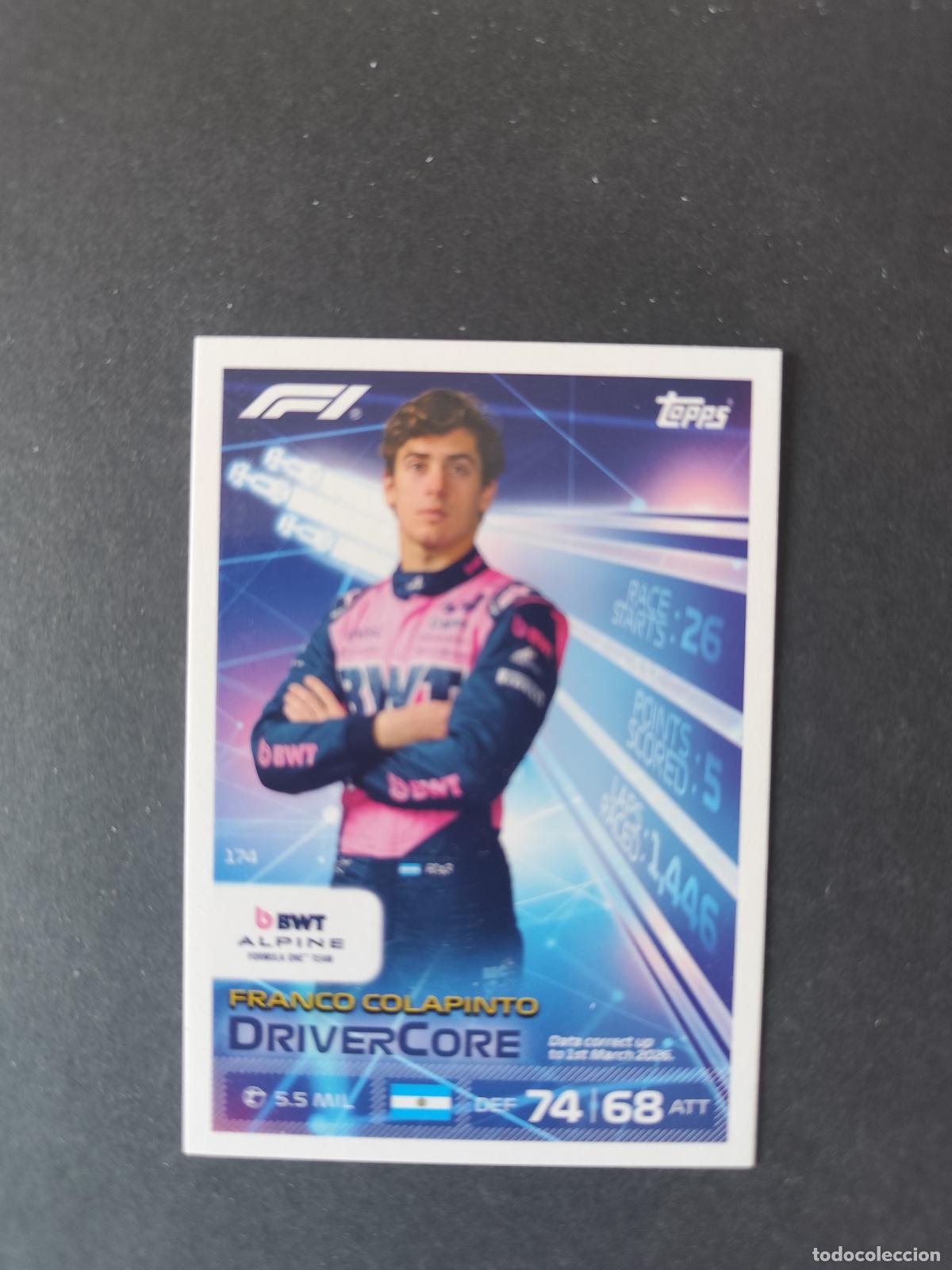 Sammelleidenschaft Sport: 174 FRANCO COLAPINTO ALPINE DRIVERCORE F&Oacute;RMULA 1 F1 TURBO ATTAX 2026 TOPPS