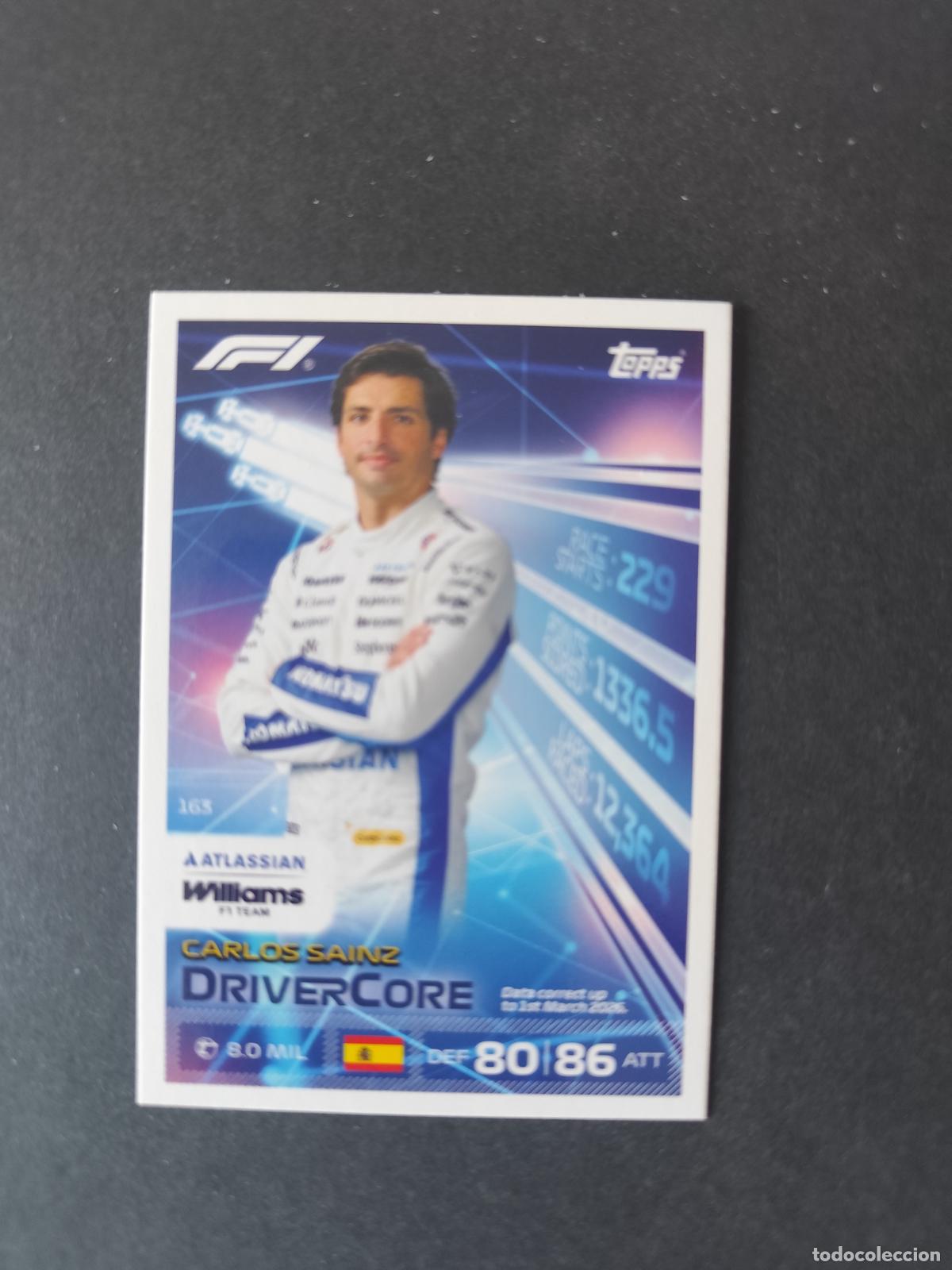 Sammelleidenschaft Sport: 163 CARLOS SAINZ WILLIAMS DRIVERCORE F&Oacute;RMULA 1 F1 TURBO ATTAX 2026 TOPPS