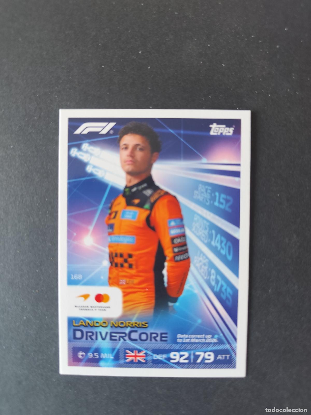Sammelleidenschaft Sport: 168 LANDO NORRIS MCLAREN DRIVERCORE F&Oacute;RMULA 1 F1 TURBO ATTAX 2026 TOPPS