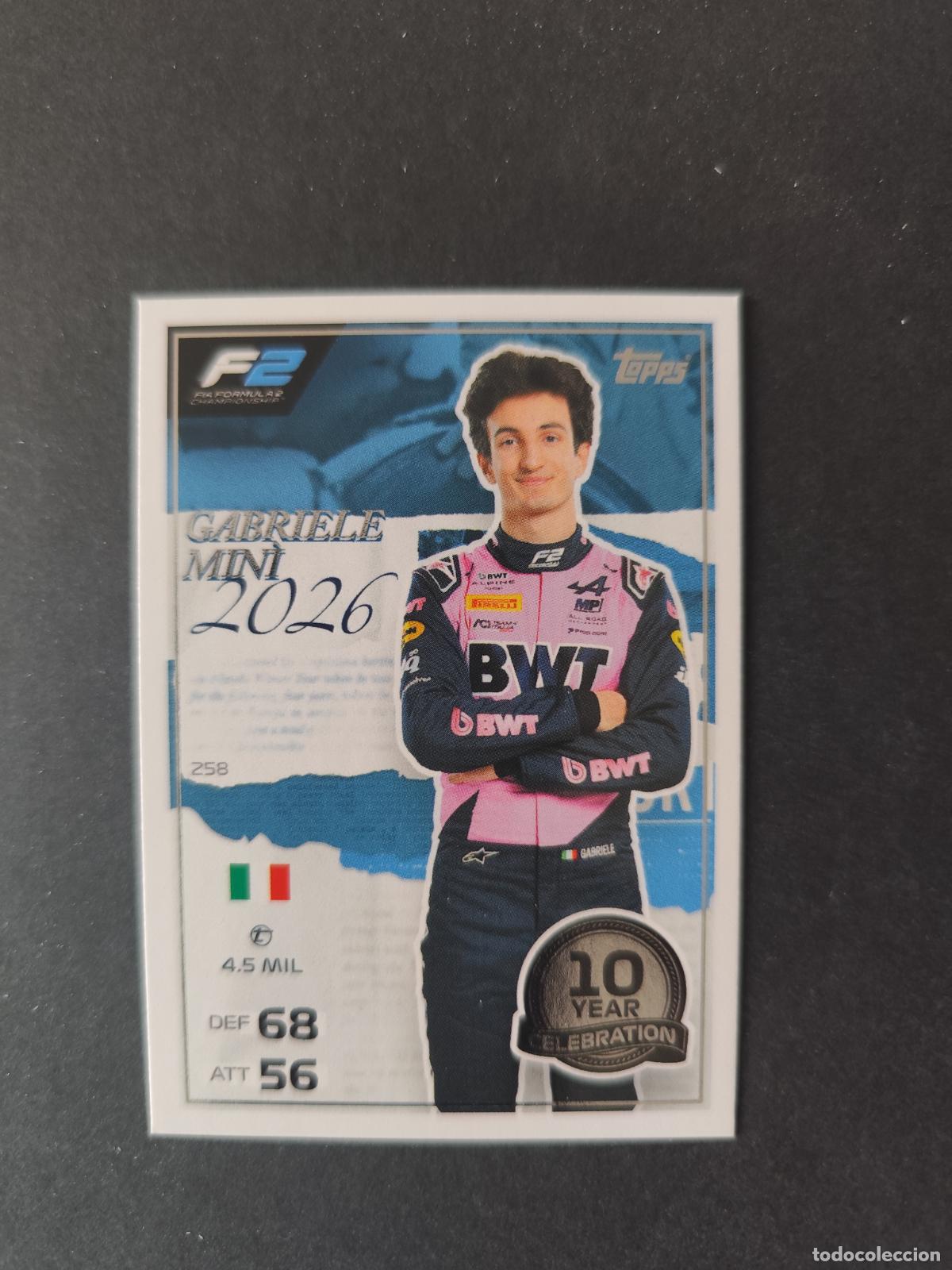 Coleccionismo deportivo: 258 GABRIELE MIN&Igrave; MP MOTORSPORT F2 ONE TO WATCH F&Oacute;RMULA 1 F1 TURBO ATTAX 2026 TOPPS