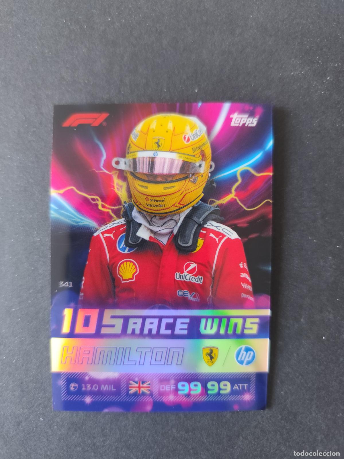 Coleccionismo deportivo: 341 LEWIS HAMILTON FERRARI 105 RACE WINS F&Oacute;RMULA 1 F1 TURBO ATTAX 2026 TOPPS