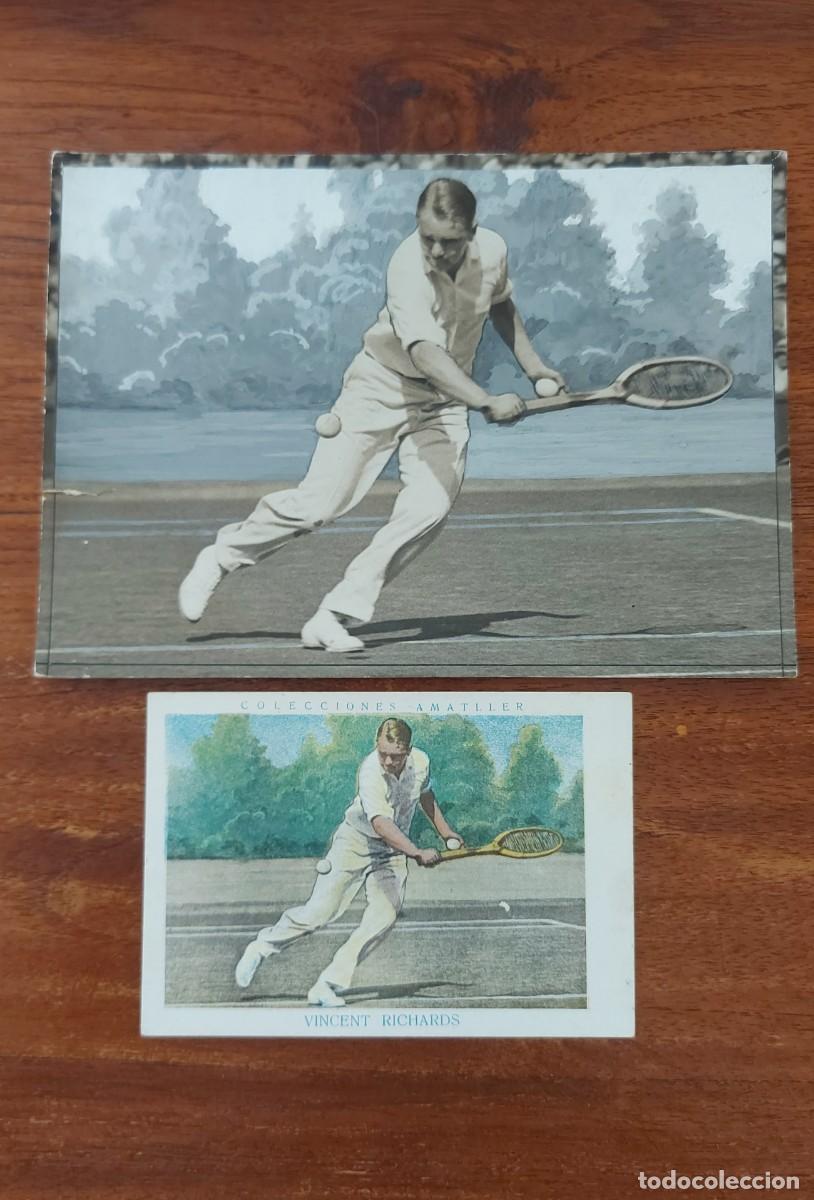 Coleccionismo deportivo: VINCENT RICHARDS - CAMPEON OLIMPICO 1924 - CROMO COLECCIONES AMATLLER Y FOTOGRAF&Iacute;A ORIGINAL TRATADA